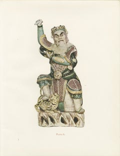 Kuan Ti, God of War, with Tiger, Ming Porcelain Figure, Color Plate, 1911
