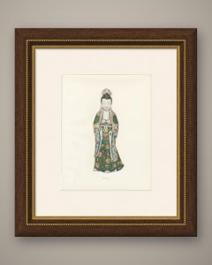 Kuan Yin in Brocade Robes, Ming Porcelain Figure, Antique Color Plate, 1911