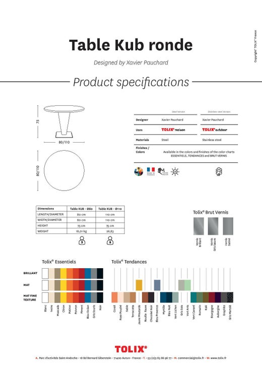 Kub Table 80cm Outdoor By Xavier Pauchard And Tolix Us For Sale At 1stdibs