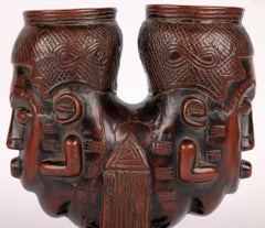 Kuba African Anthropomorphic Double Head Palm Wine Cup