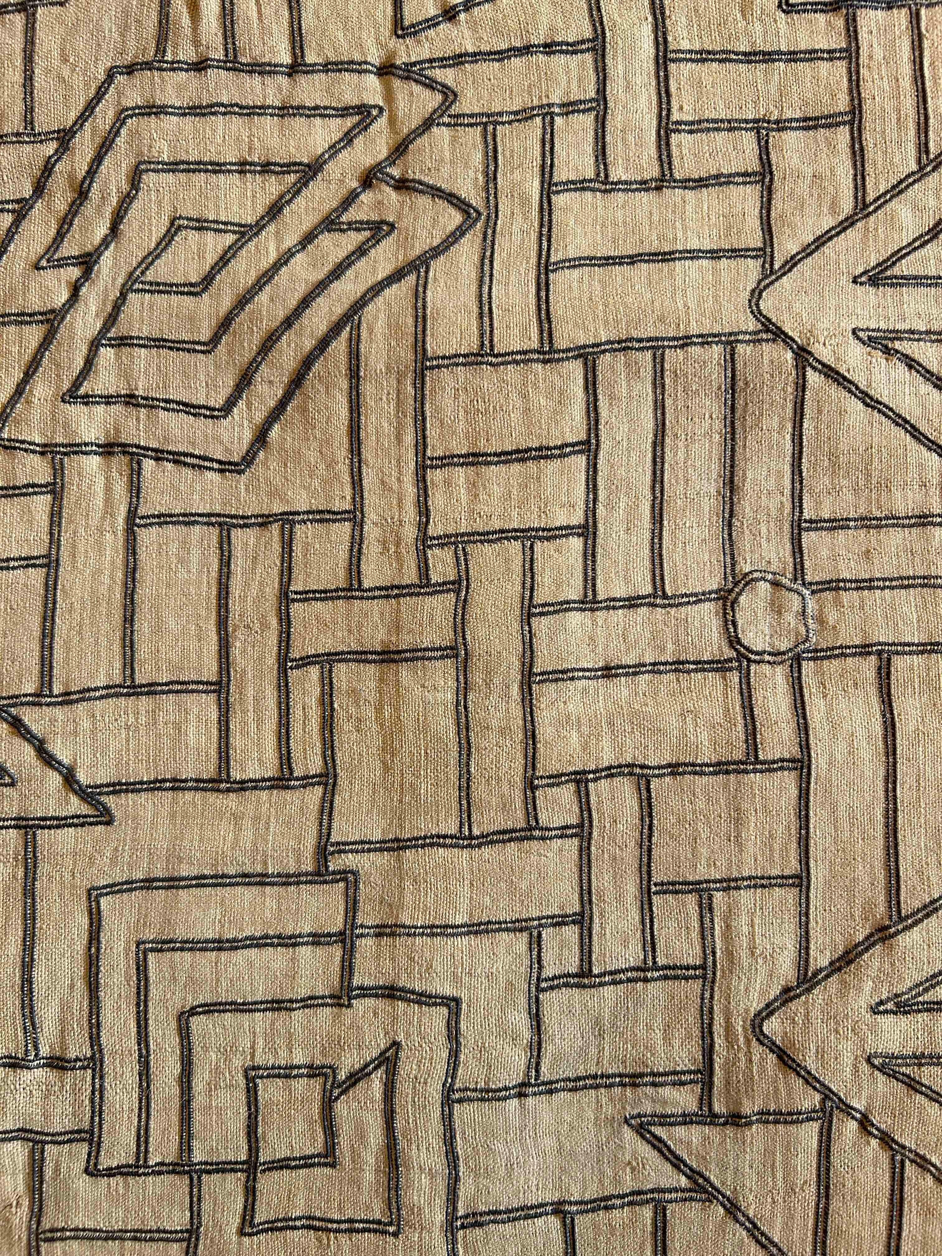 Congolese Kuba (Bushong) Raffia Fiber Textile Panel From Woman’s Skirt, D.R. Congo For Sale