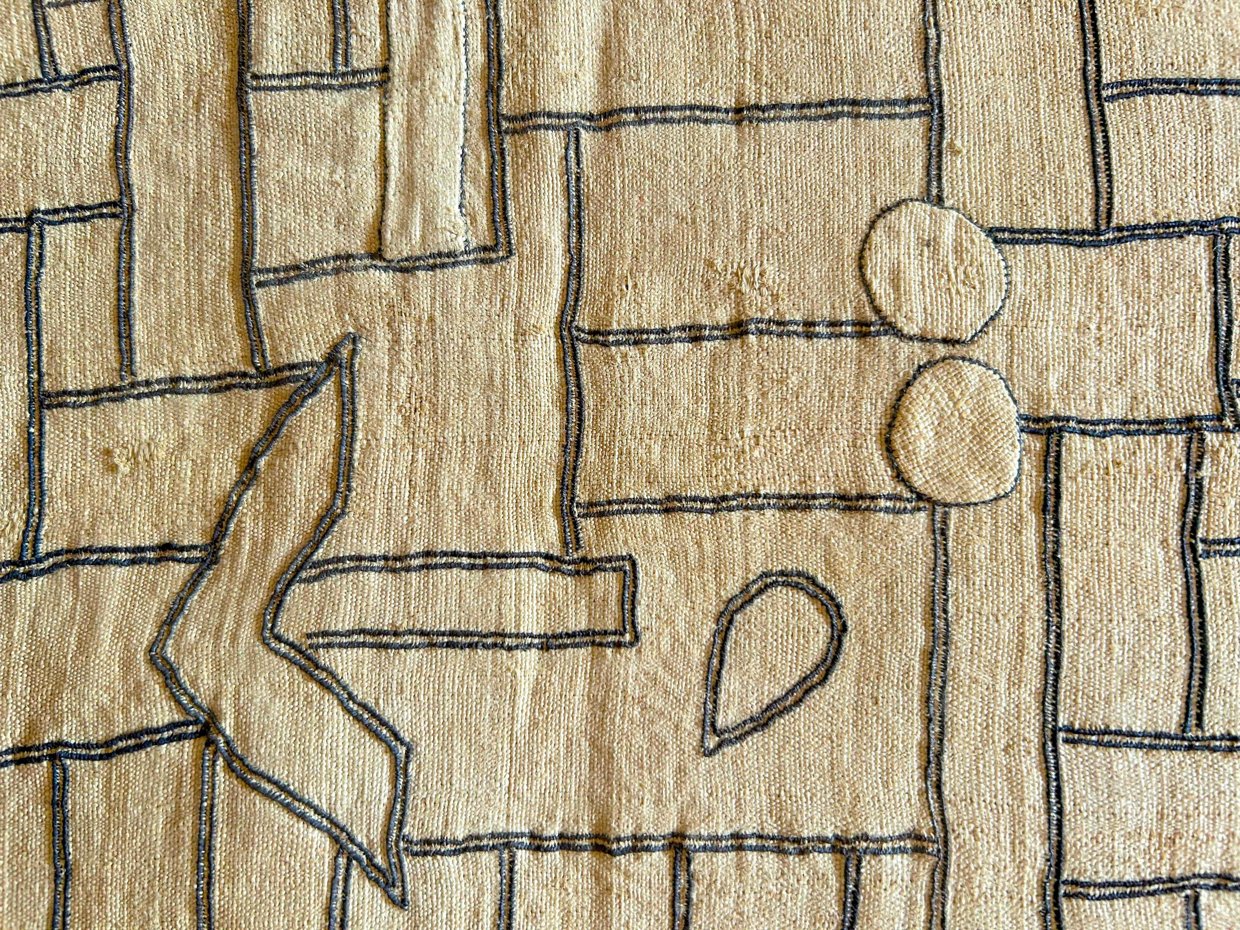 Kuba (Bushong) Raffia Fiber Textile Panel From Woman’s Skirt, D.R. Congo In Good Condition For Sale In Point Richmond, CA