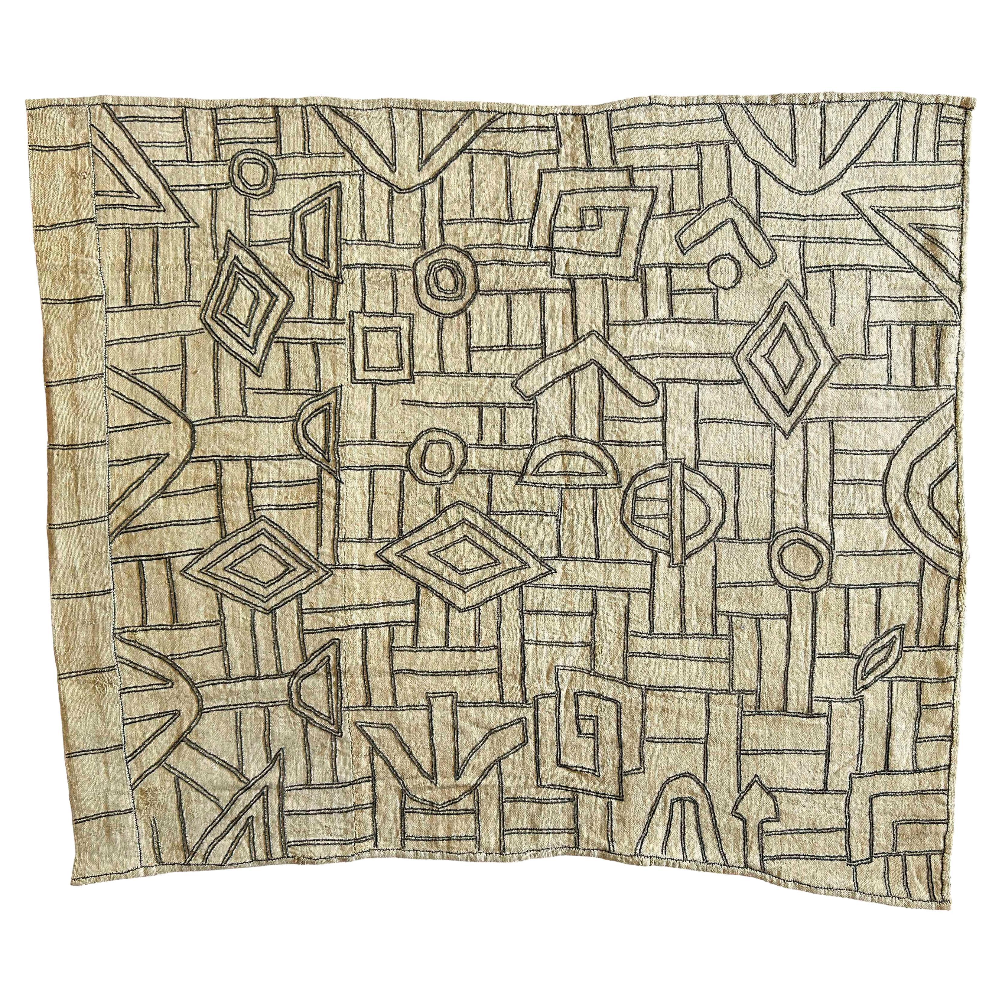 Kuba (Bushong) Raffia Fiber Textile Panel From Woman’s Skirt, D.R. Congo For Sale