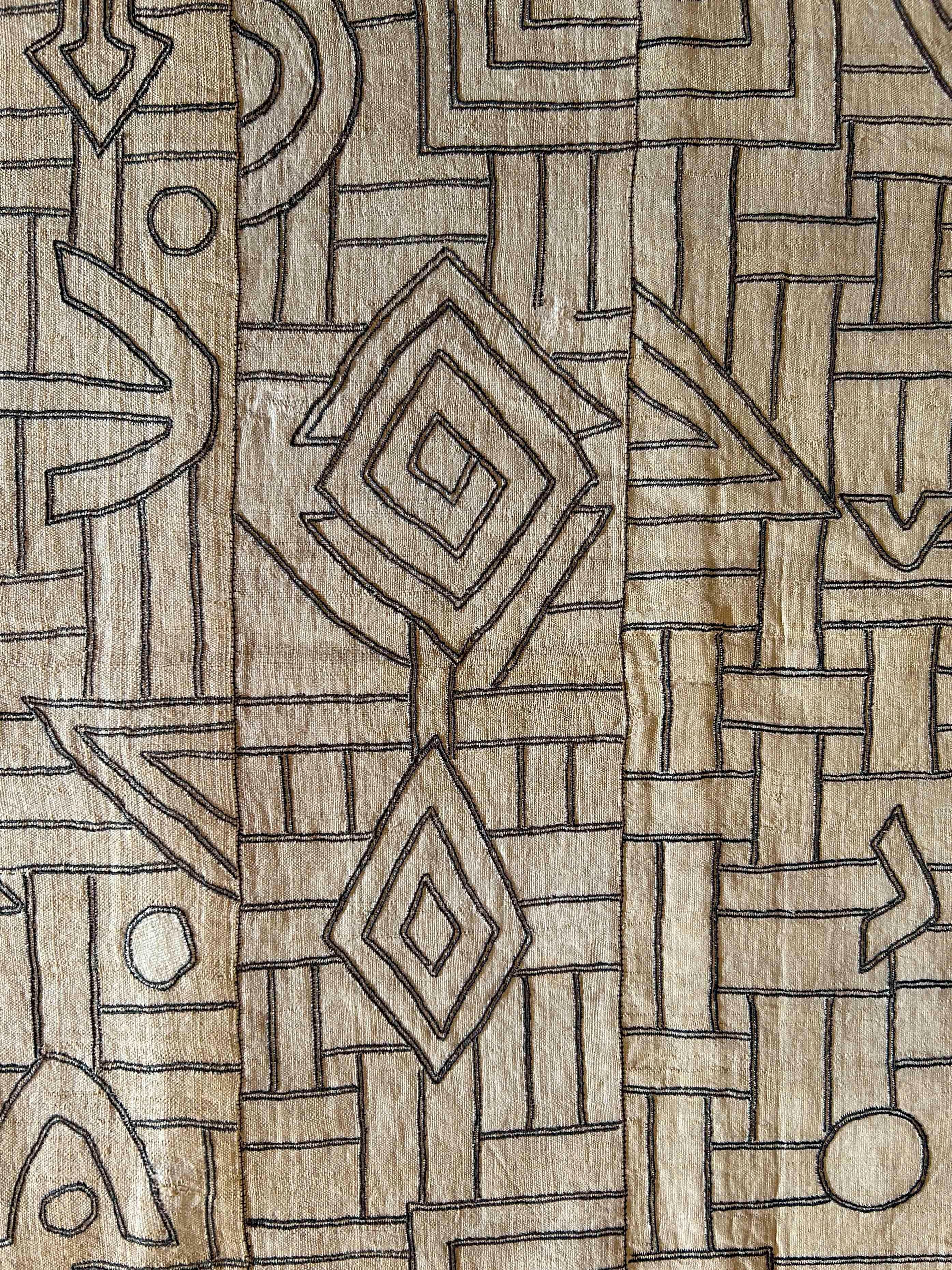 Congolese Kuba (Bushong) Raffia Fiber Textile Panel From Woman’s Skirt For Sale