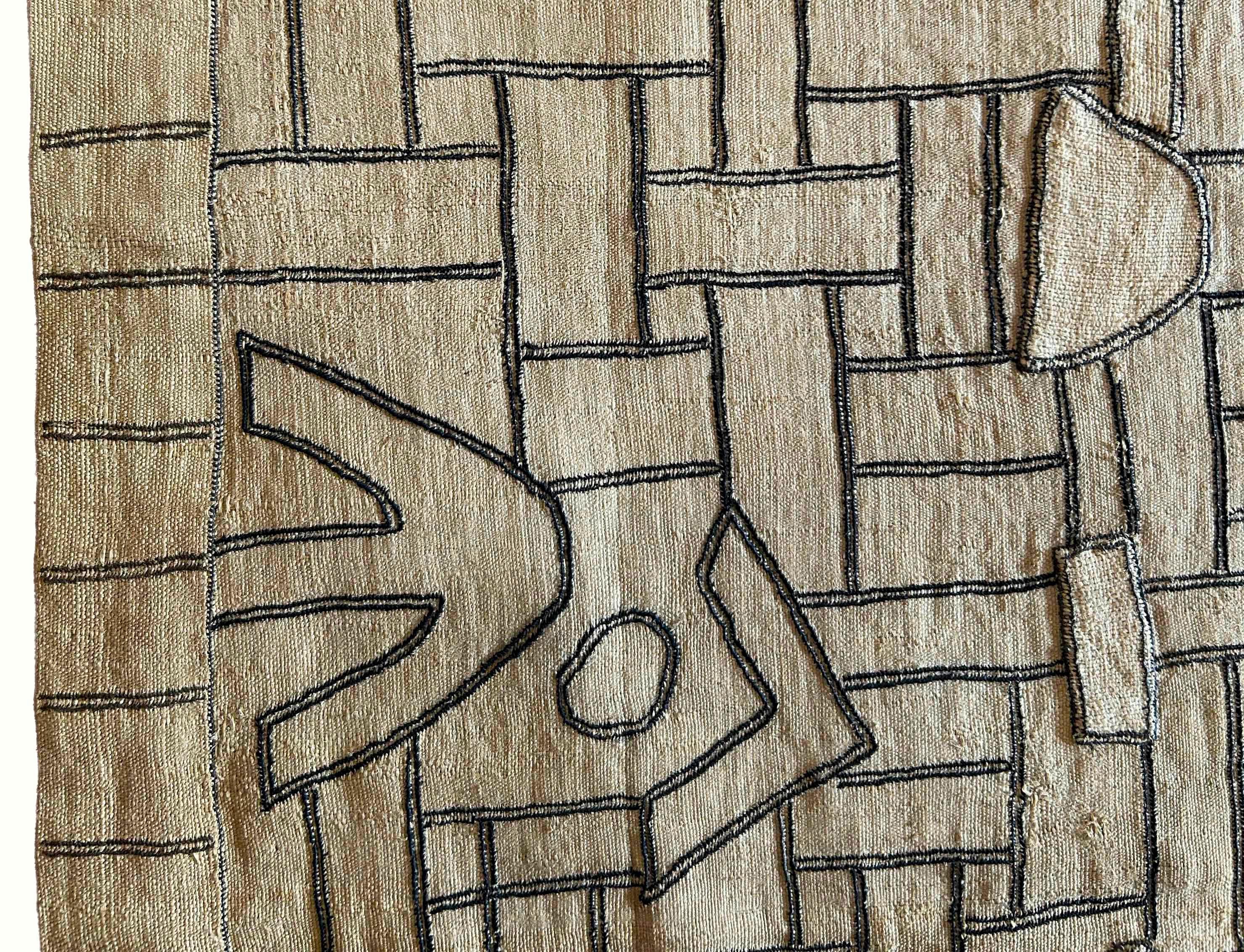Kuba (Bushong) Raffia Fiber Textile Panel From Woman’s Skirt In Good Condition For Sale In Point Richmond, CA