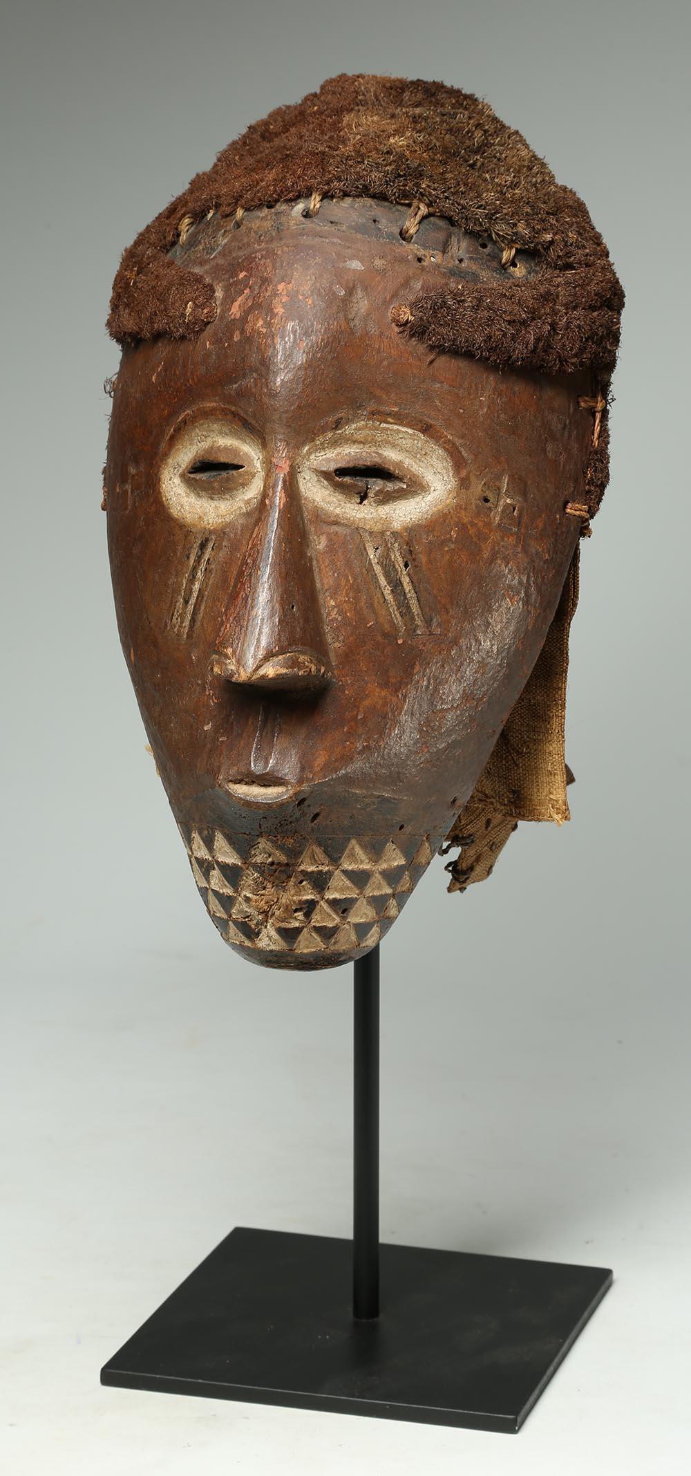 Kuba Carved Wood Tribal Mask with Headress, Early 20th Century Congo, Africa In Good Condition For Sale In Santa Fe, NM