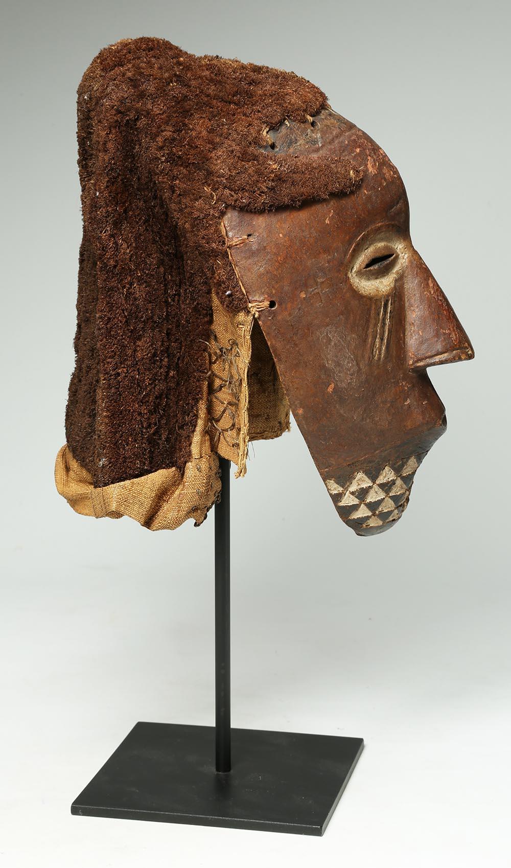 Kuba Carved Wood Tribal Mask with Headress, Early 20th Century Congo, Africa For Sale 2