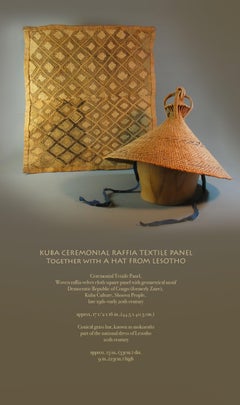 Kuba Ceremonial Raffia Textile Panel with a Hat from Lesotho Tribal Art Drc