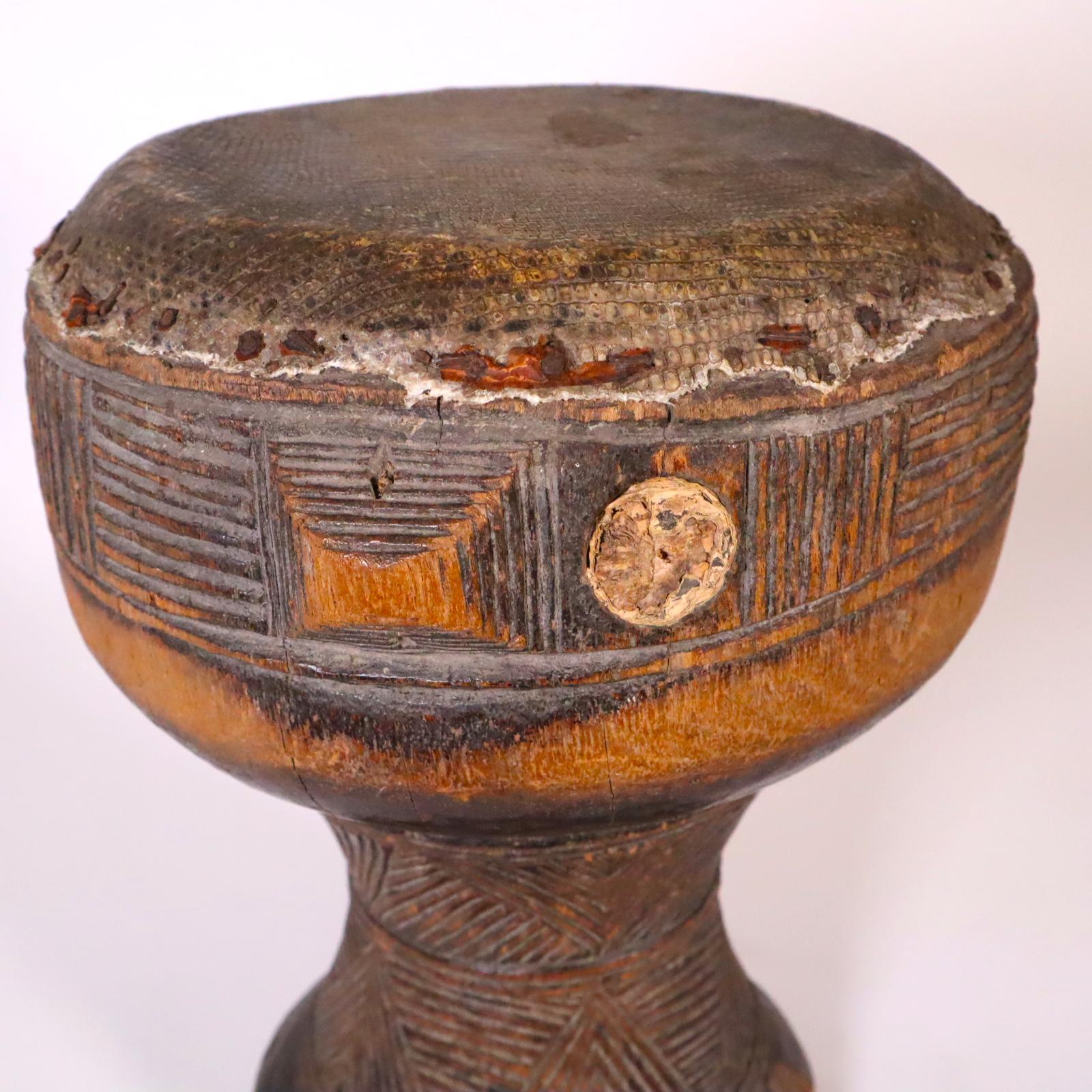 Tribal Kuba Kingdom Drum Lele or Kuba People Old and Used DR Congo Central African Art