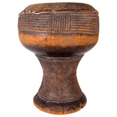 Kuba Kingdom Drum Lele or Kuba People Old and Used DR Congo Central African Art