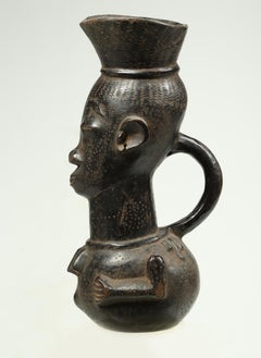 Kuba Large Figural Tribal African Palm Wine Cup, Congo, Africa