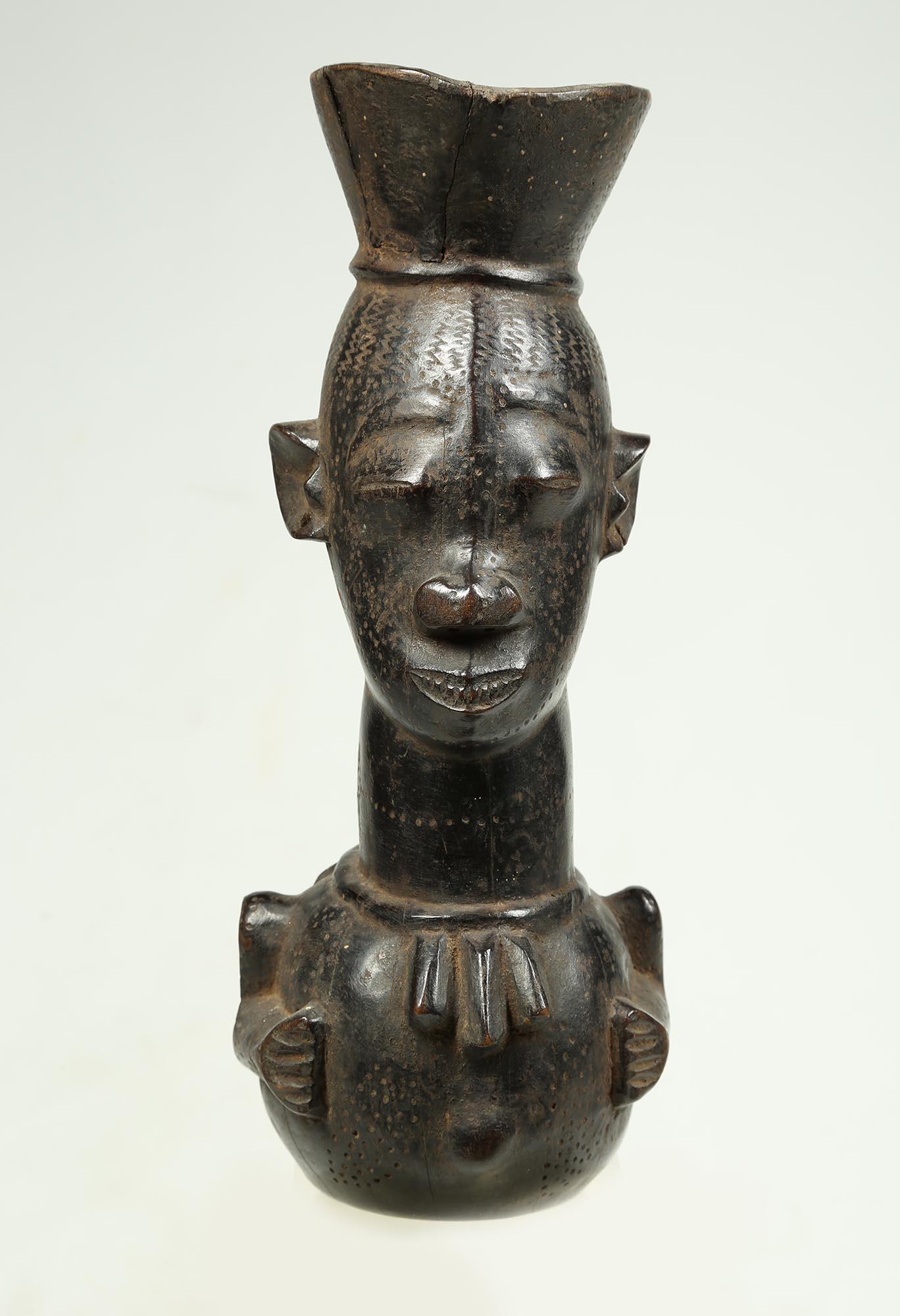 Congolese Kuba Large Figural Tribal African Palm Wine Cup, Congo, Africa