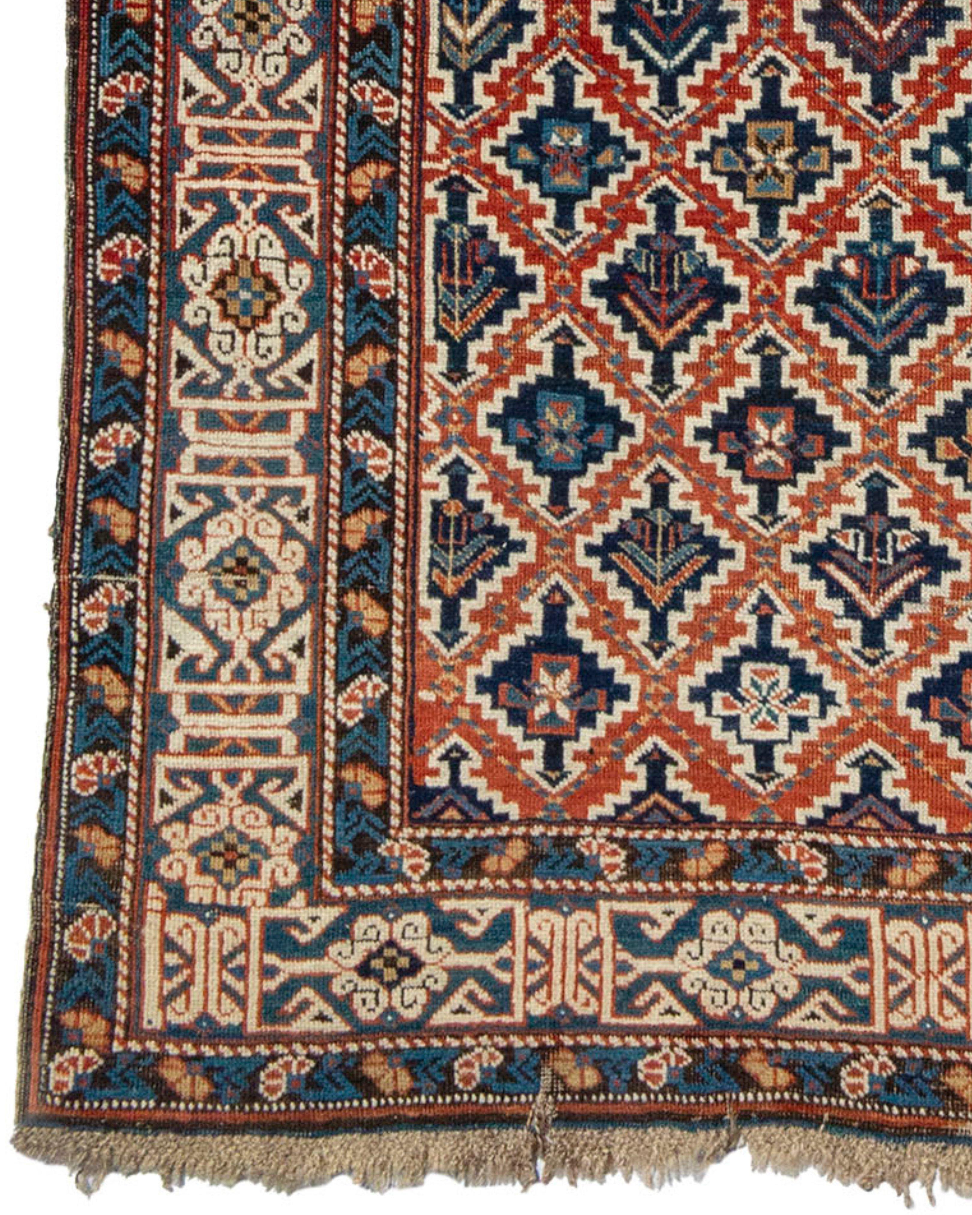 Hand-Knotted Antique Kuba Rug, Late 19th Century