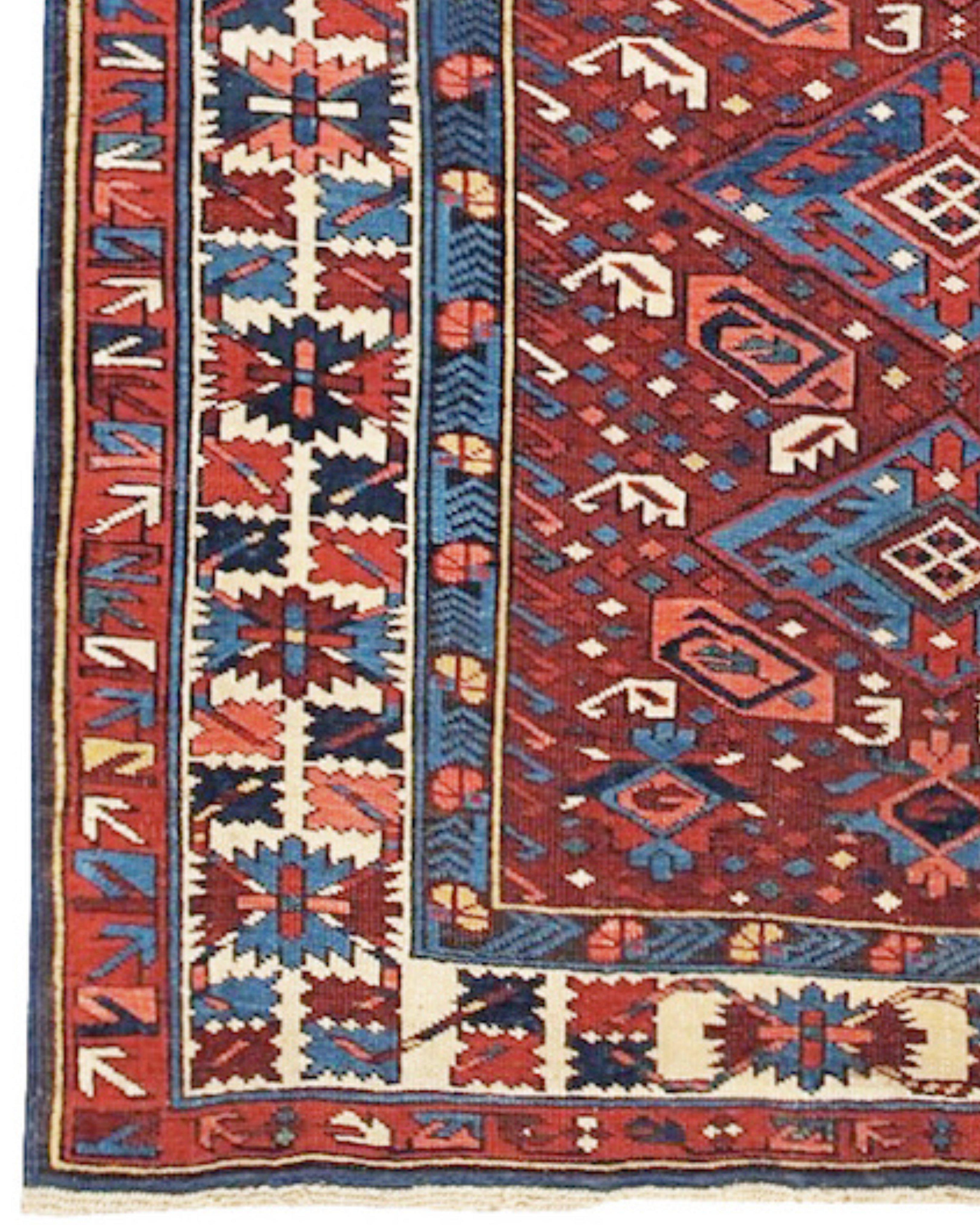 Hand-Woven Antique Kuba Rug, Late 19th Century For Sale