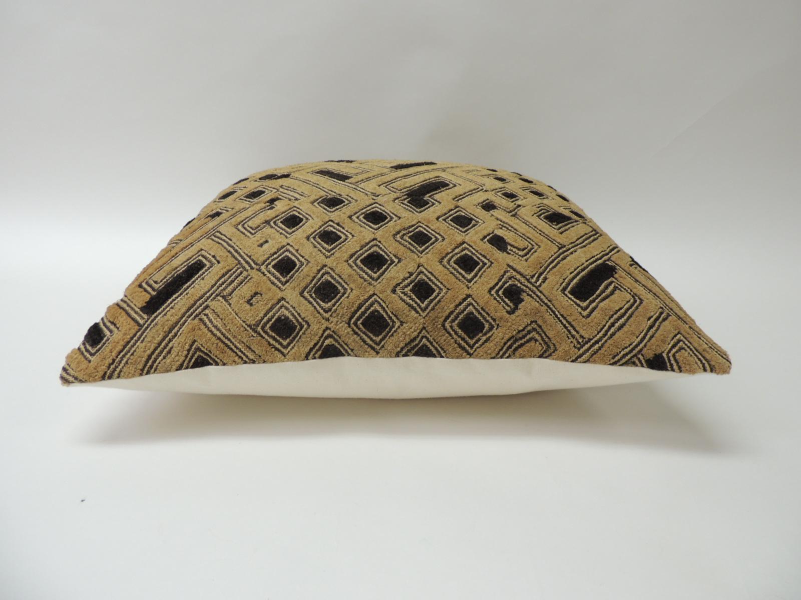 Tribal Kuba Raffia Square African Textile Decorative Pillow