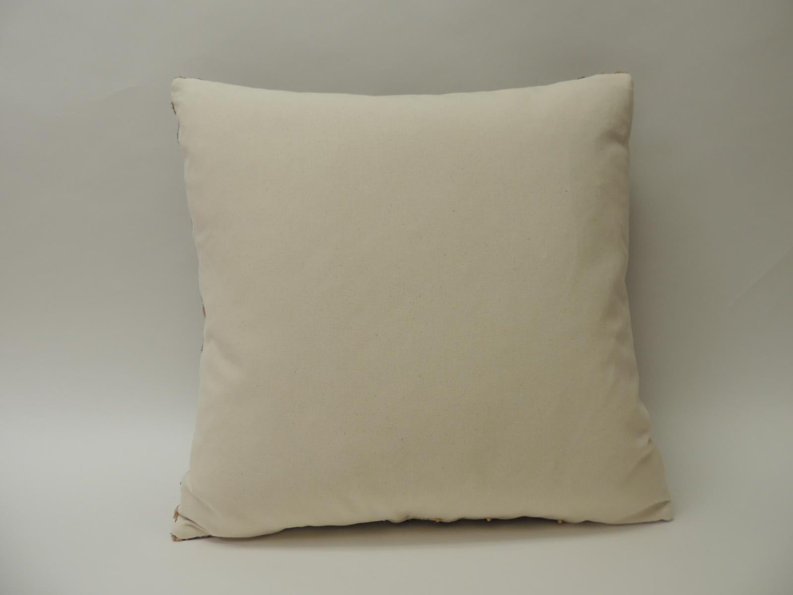 Hand-Woven Kuba Raffia Square African Textile Decorative Pillow