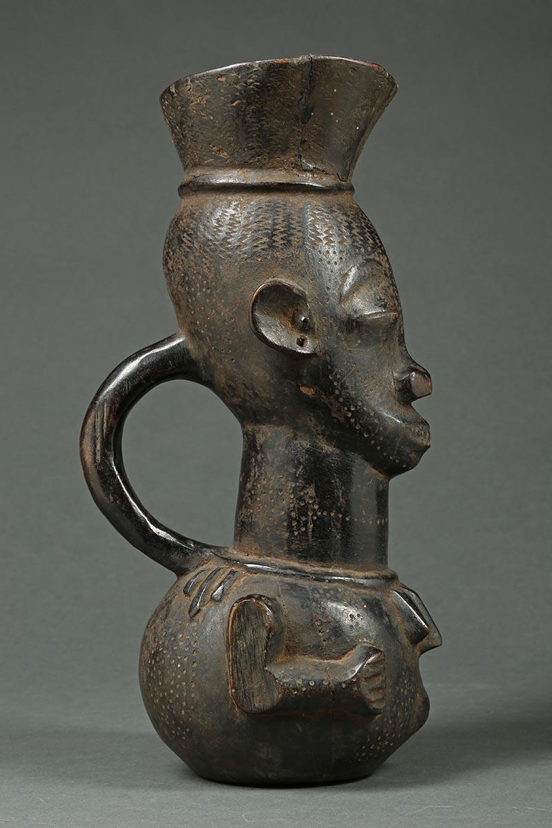 Hand-Carved Kuba Tribal African Palm Wine Cup, Congo, Africa