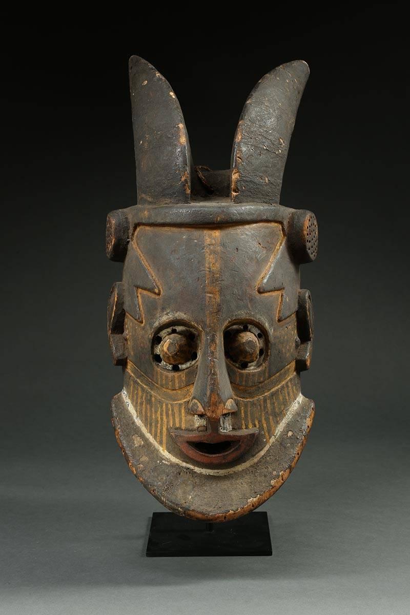 Kuba Tribal Helmet Mask with Horns, Democratic Republic of Congo 2