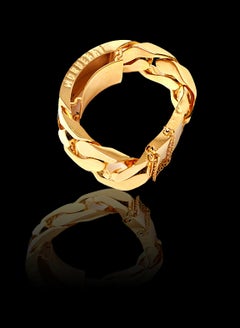 Kuban Chain Raised-ID Bracelet 'White Gold'