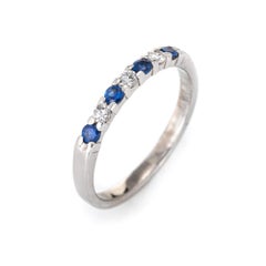 Kuber Diamond Sapphire Band Estate 10 Karat Gold Ring Fine Jewelry Stacking