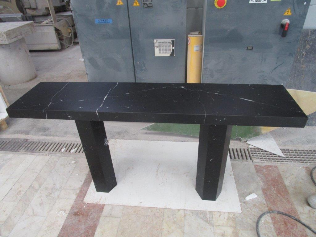 Italian Kubo Rectangular Table in Honed Nero Marquina Marble For Sale