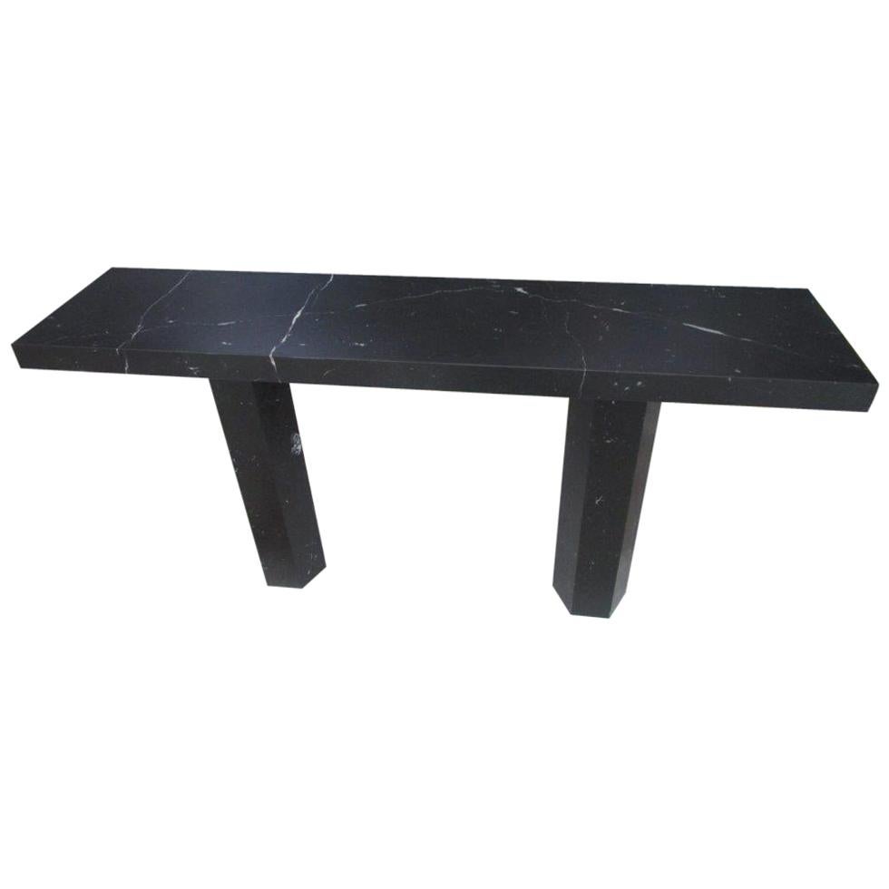 Kubo Rectangular Table in Honed Nero Marquina Marble For Sale