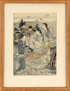  "Plovers at Tamagawa" from "Six Jewel Rivers" - Woodblock Print on Paper