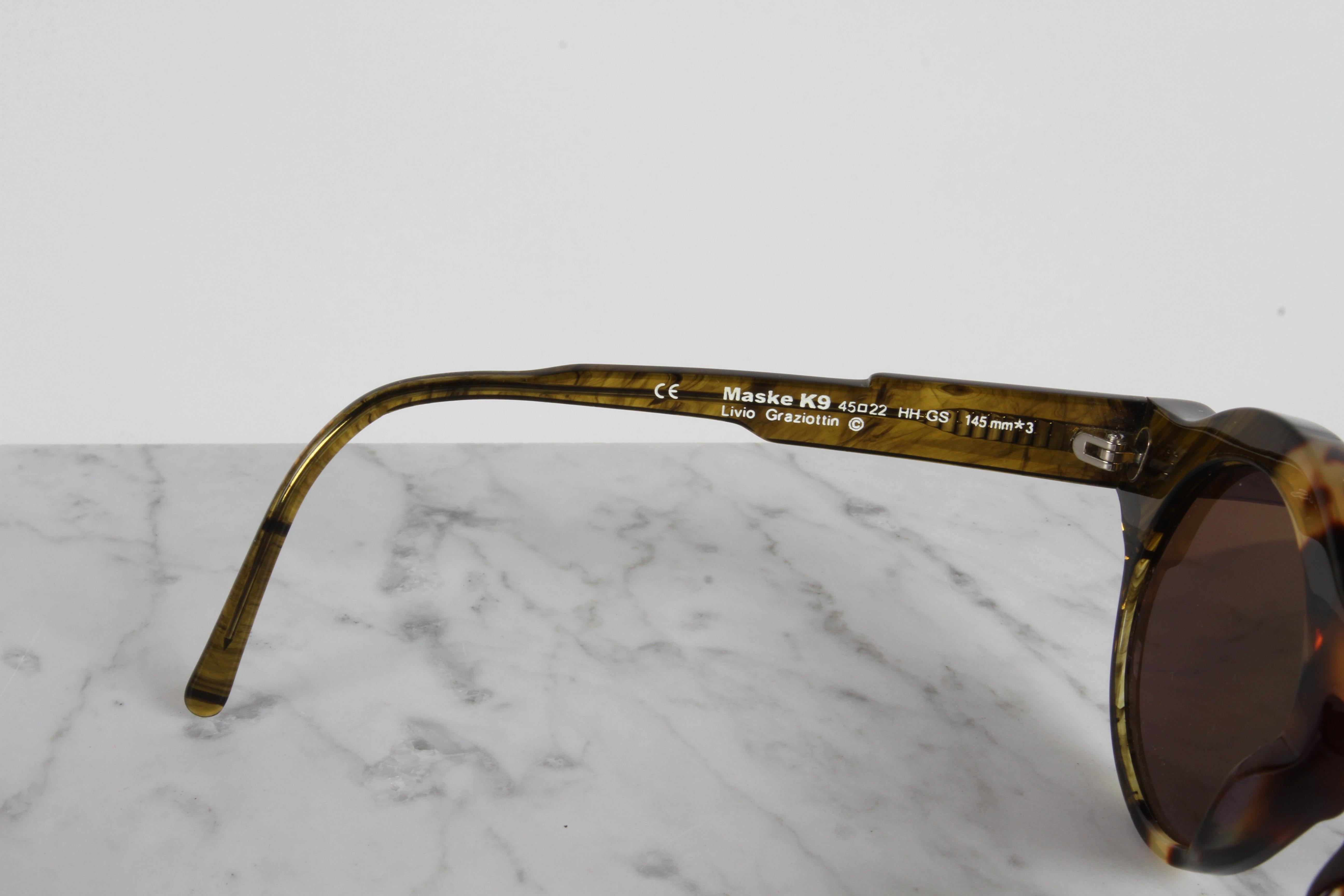 Glass Kuboraum - Maske K9 HHGS - 145mm Handmade Tortoise Frame Sunglasses Gray Lenses For Sale