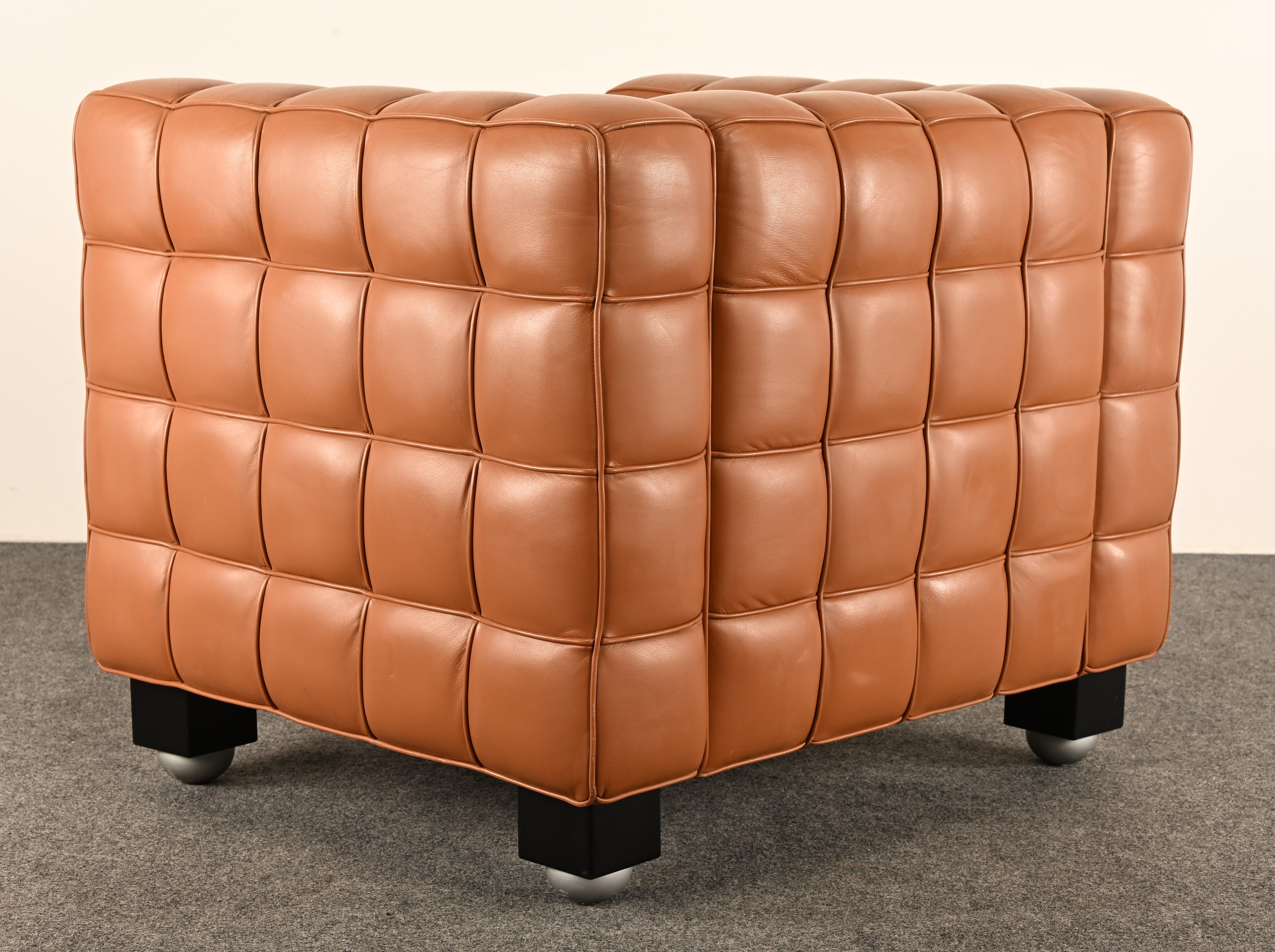 Fauteuil en cuir Kubus par Josef Hoffmann pour Wittmann, années 1980 en vente 2