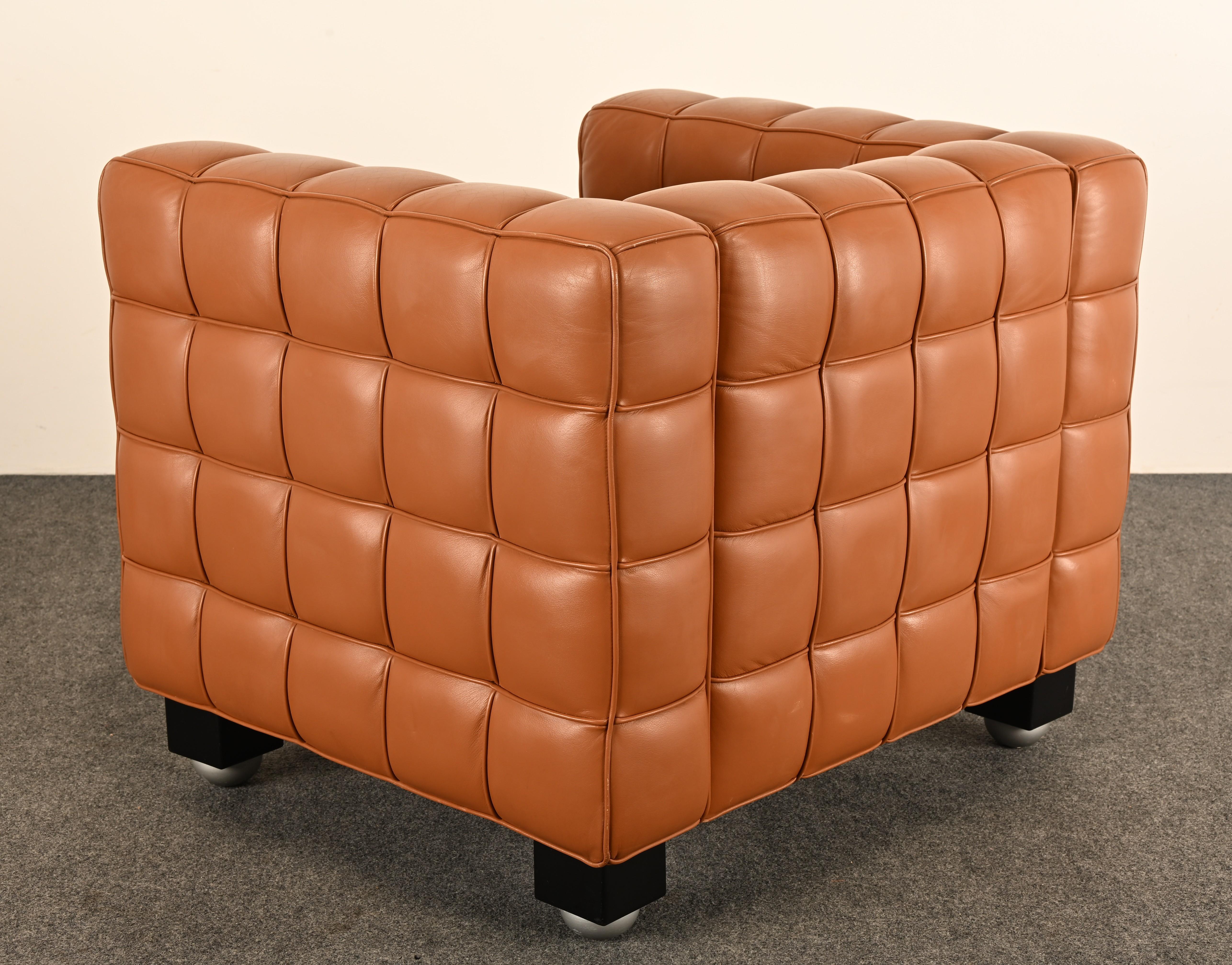 Fauteuil en cuir Kubus par Josef Hoffmann pour Wittmann, années 1980 en vente 3