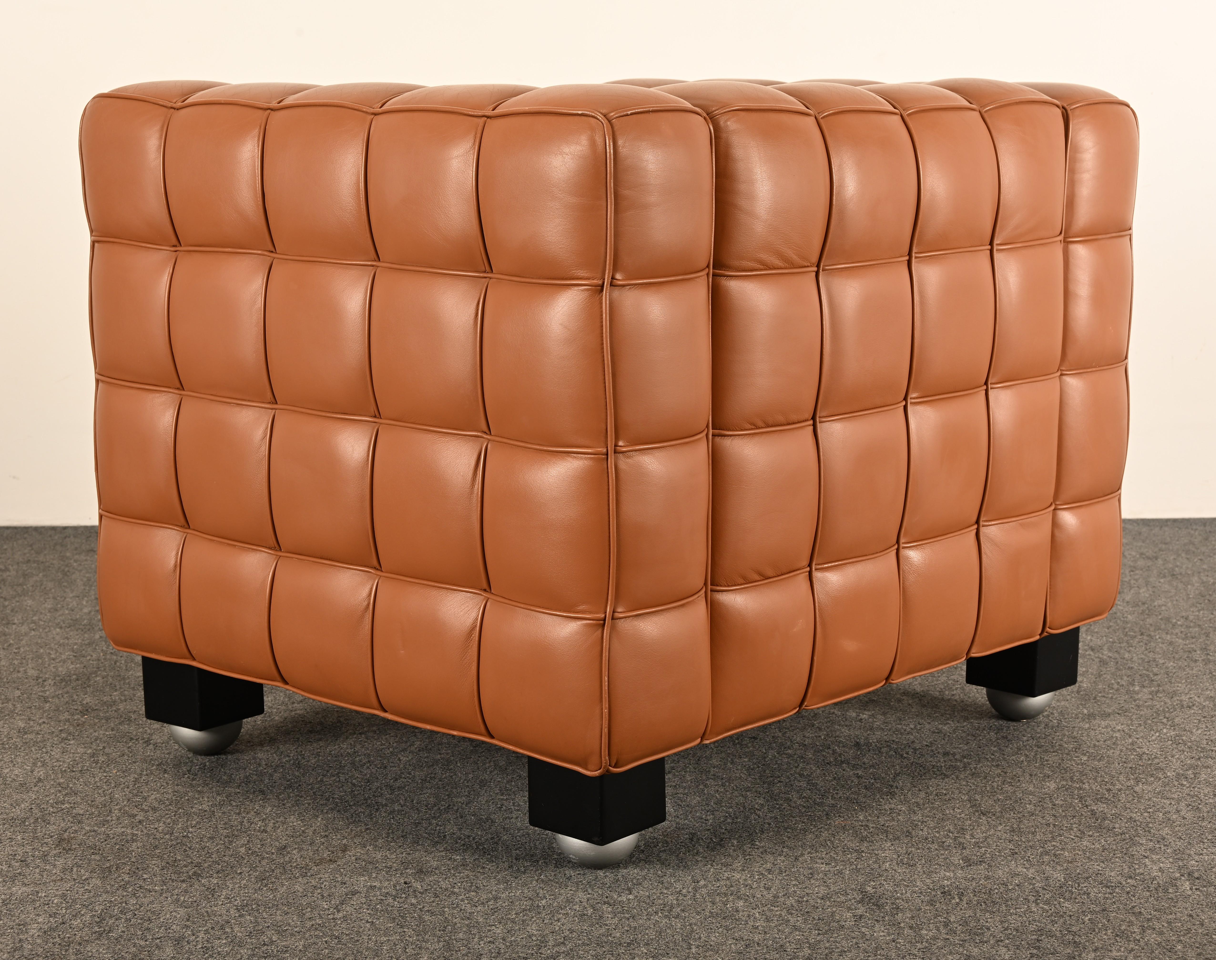 Fauteuil en cuir Kubus par Josef Hoffmann pour Wittmann, années 1980 en vente 4