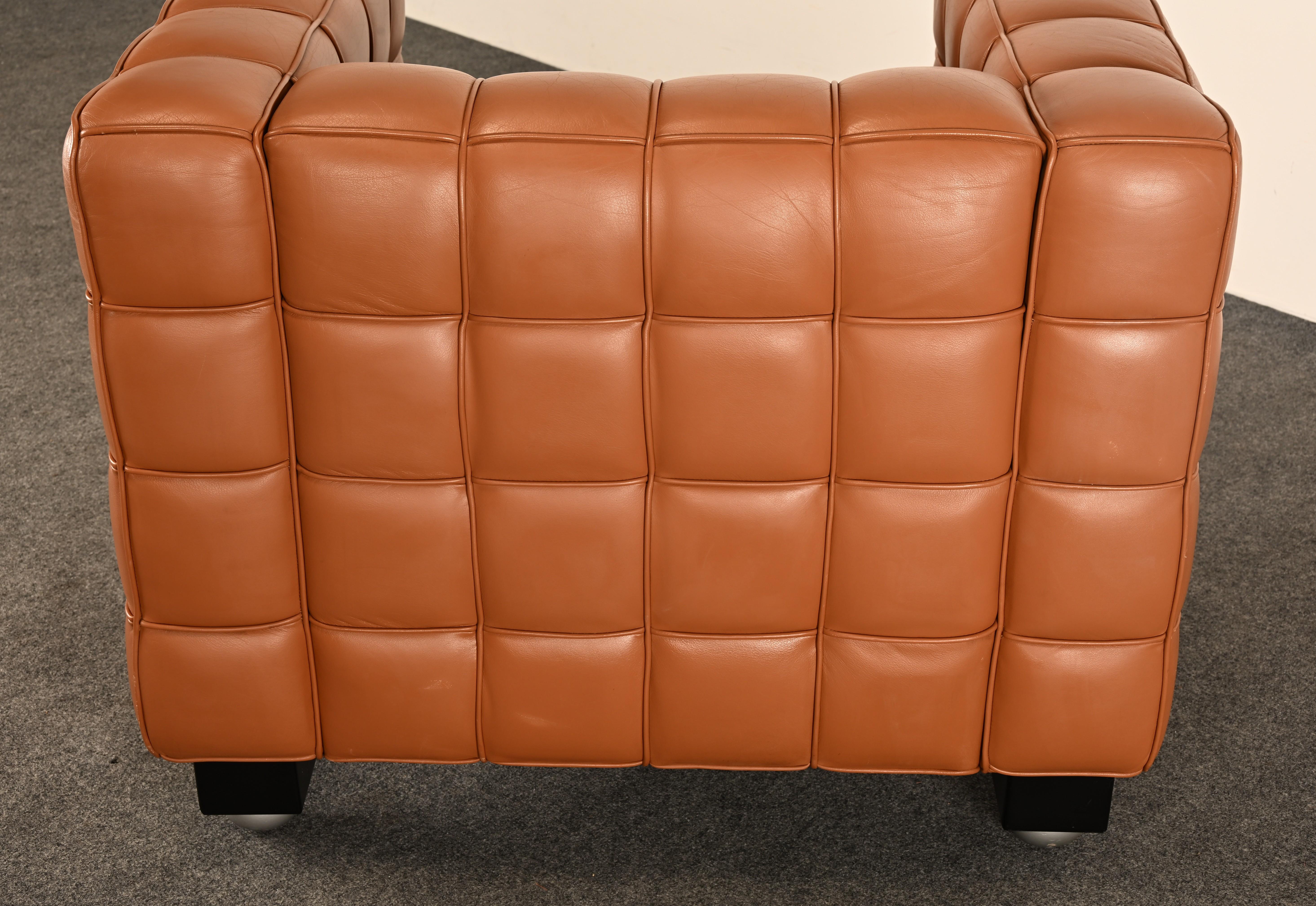 Fauteuil en cuir Kubus par Josef Hoffmann pour Wittmann, années 1980 en vente 5