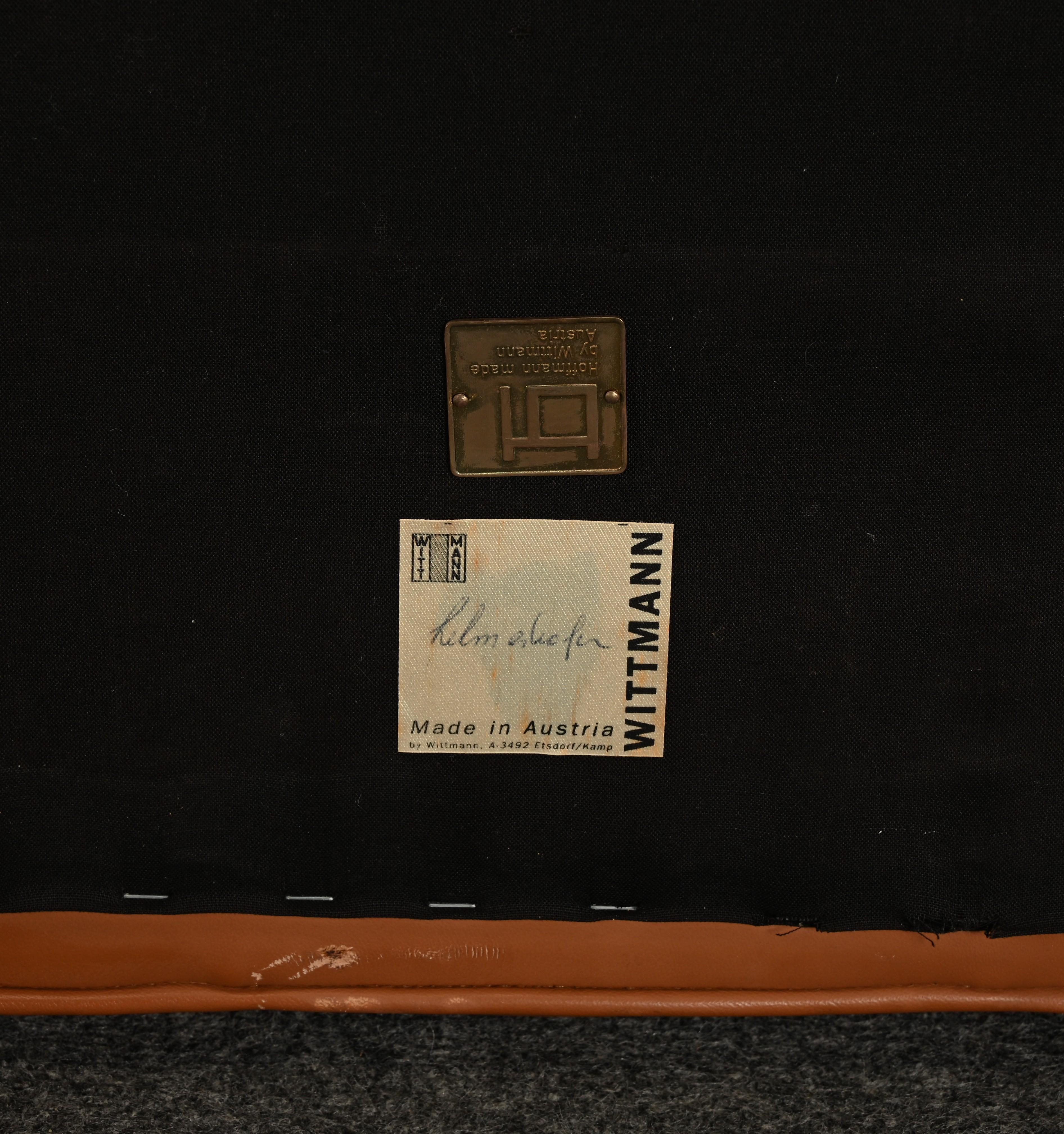 Fauteuil en cuir Kubus par Josef Hoffmann pour Wittmann, années 1980 en vente 6