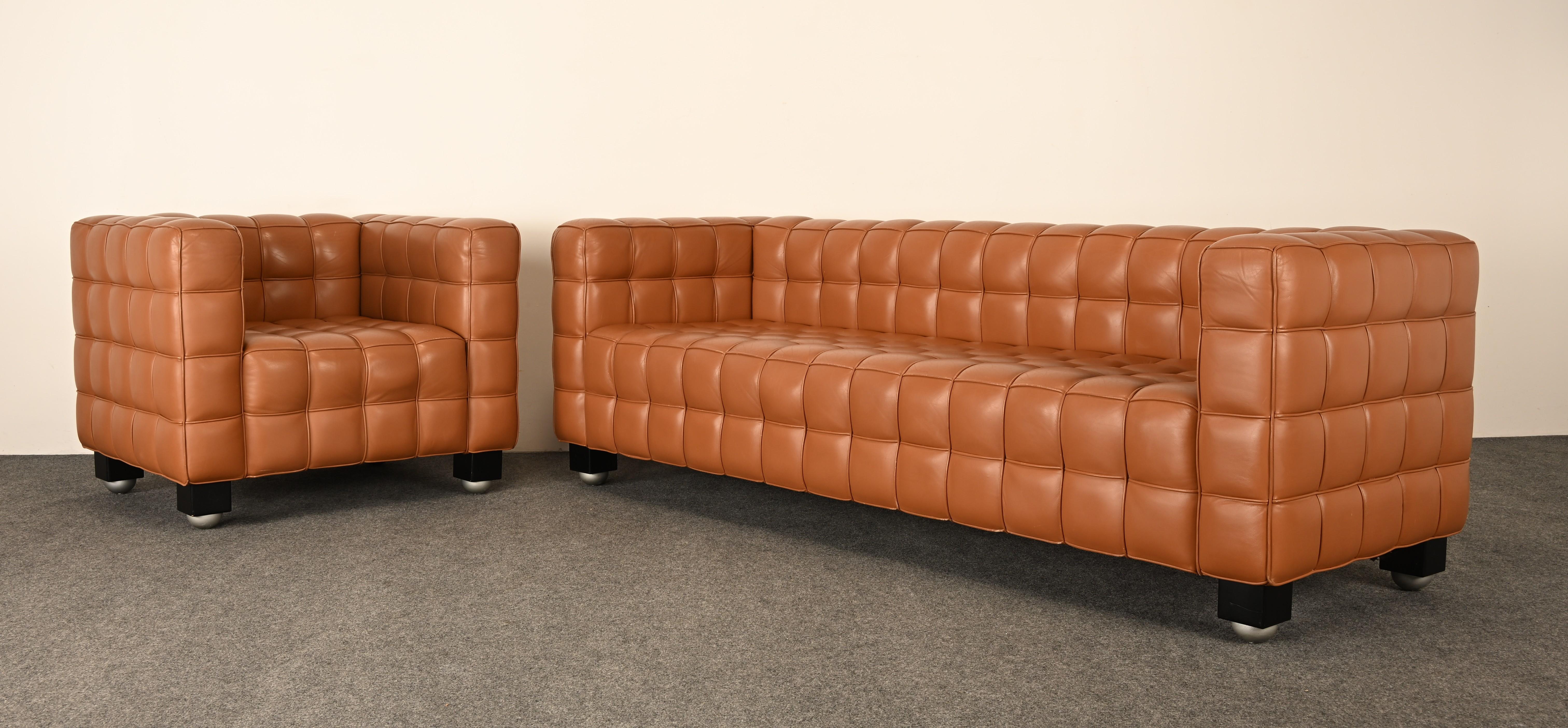 Fauteuil en cuir Kubus par Josef Hoffmann pour Wittmann, années 1980 en vente 7