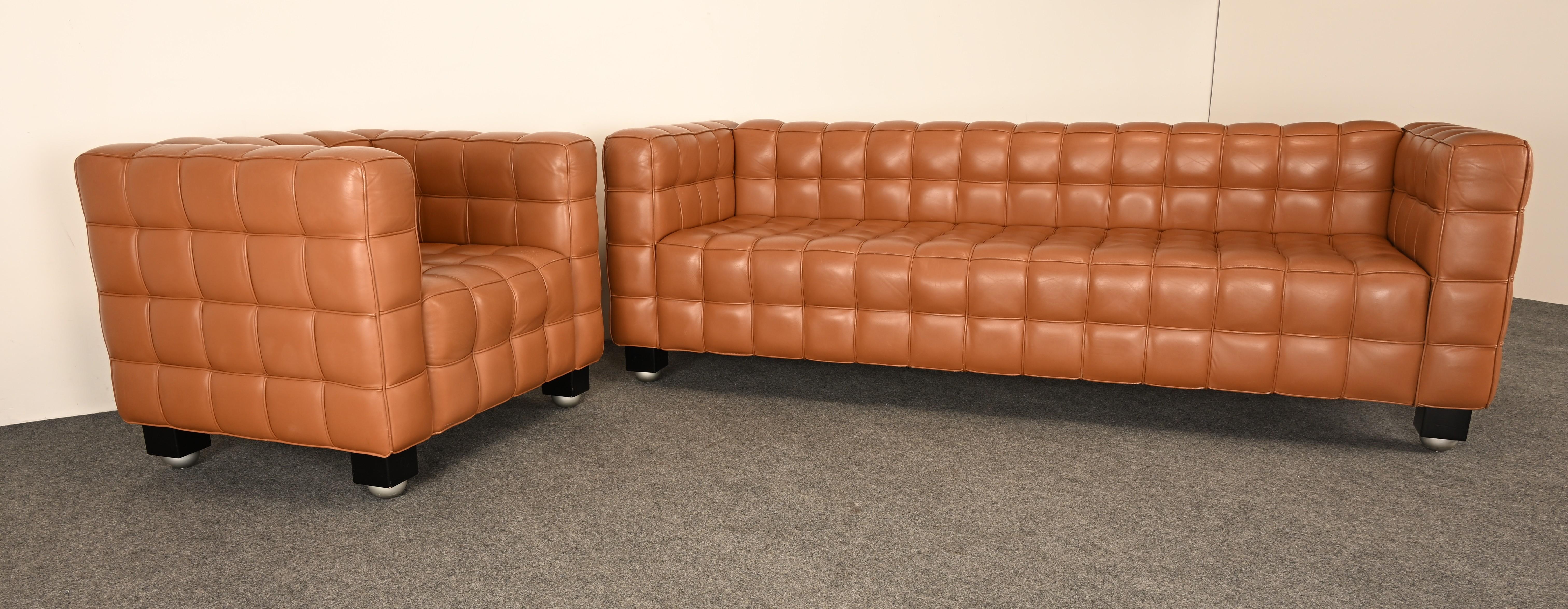 Fauteuil en cuir Kubus par Josef Hoffmann pour Wittmann, années 1980 en vente 8