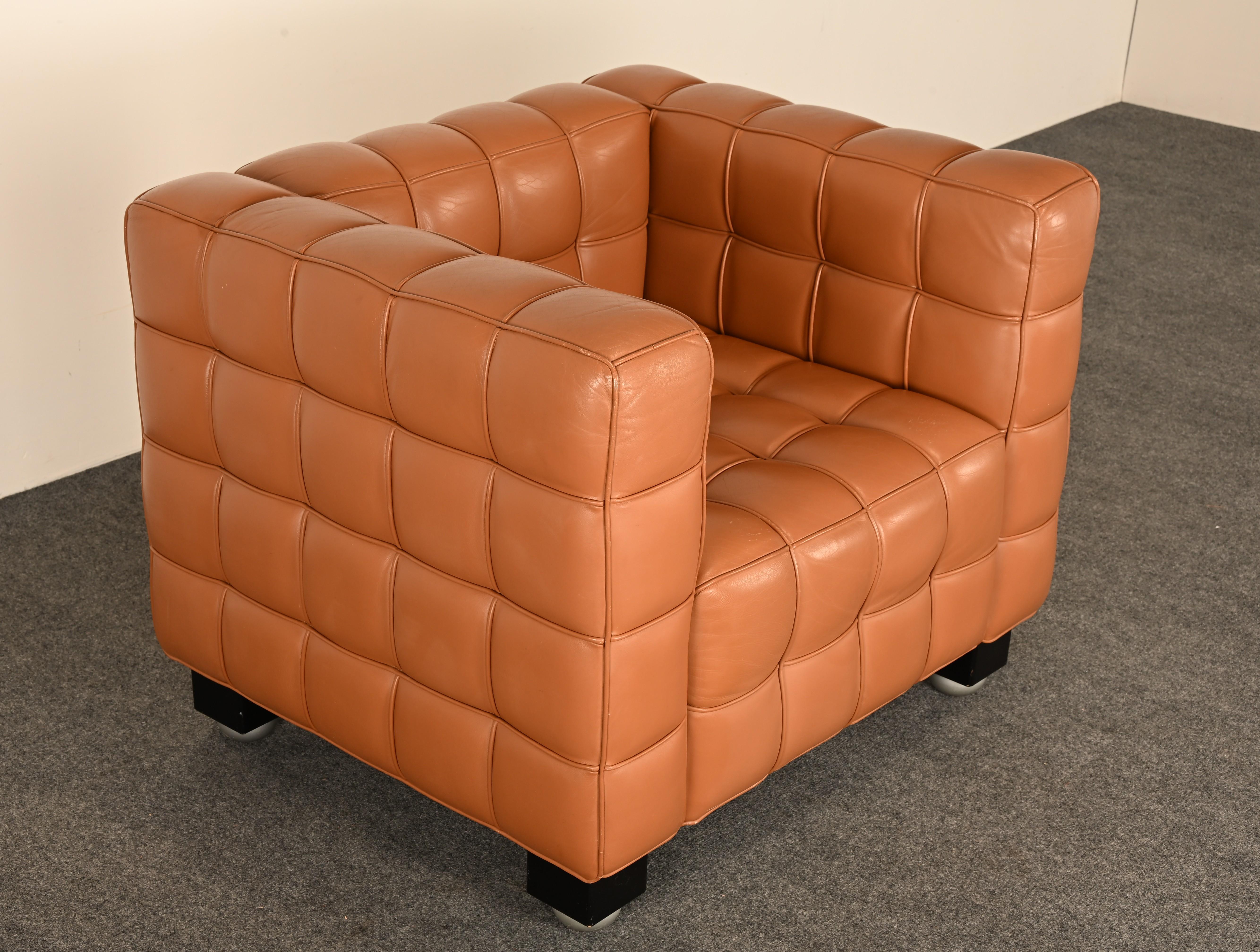 Autrichien Fauteuil en cuir Kubus par Josef Hoffmann pour Wittmann, années 1980 en vente