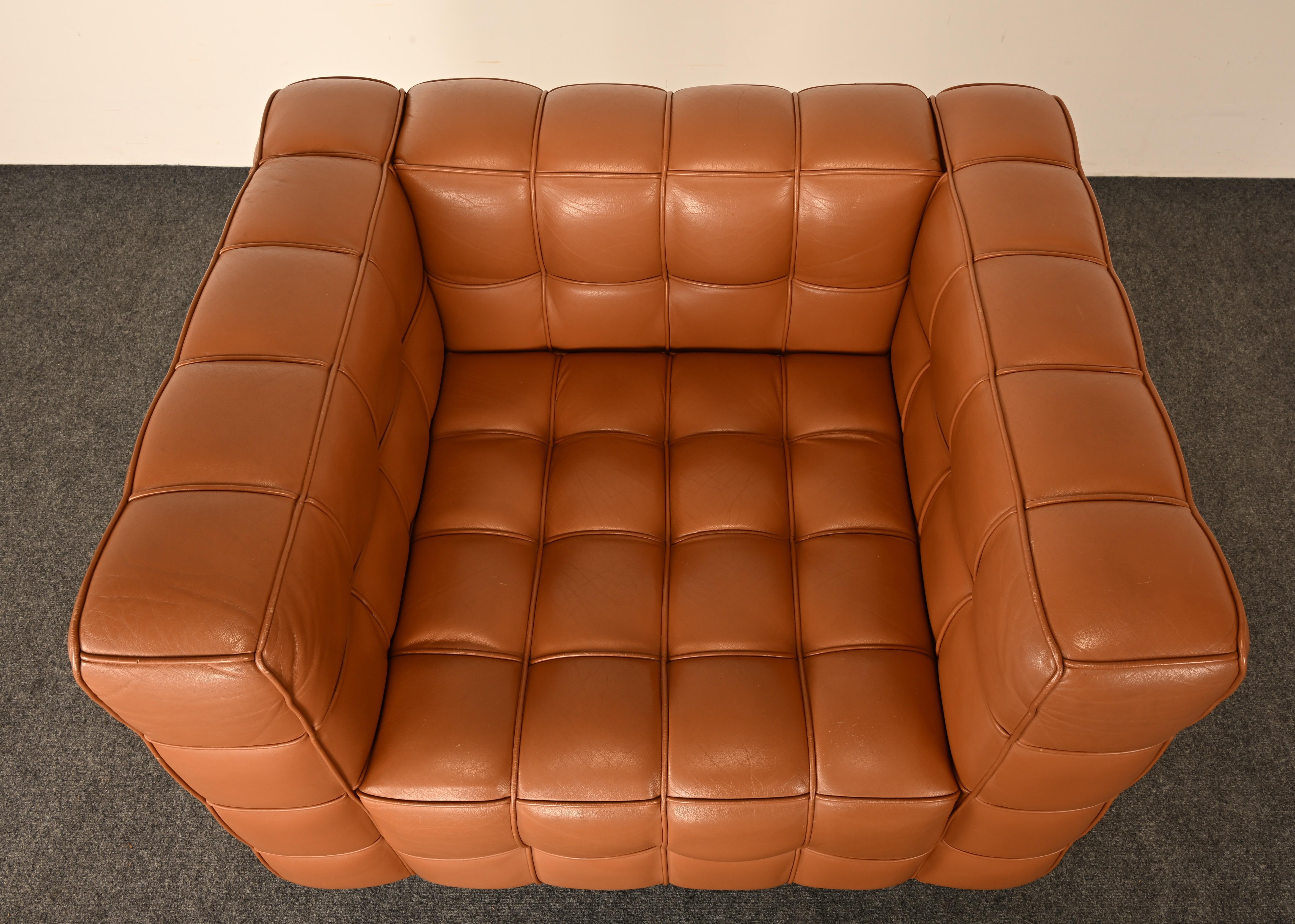 Ébénisé Fauteuil en cuir Kubus par Josef Hoffmann pour Wittmann, années 1980 en vente