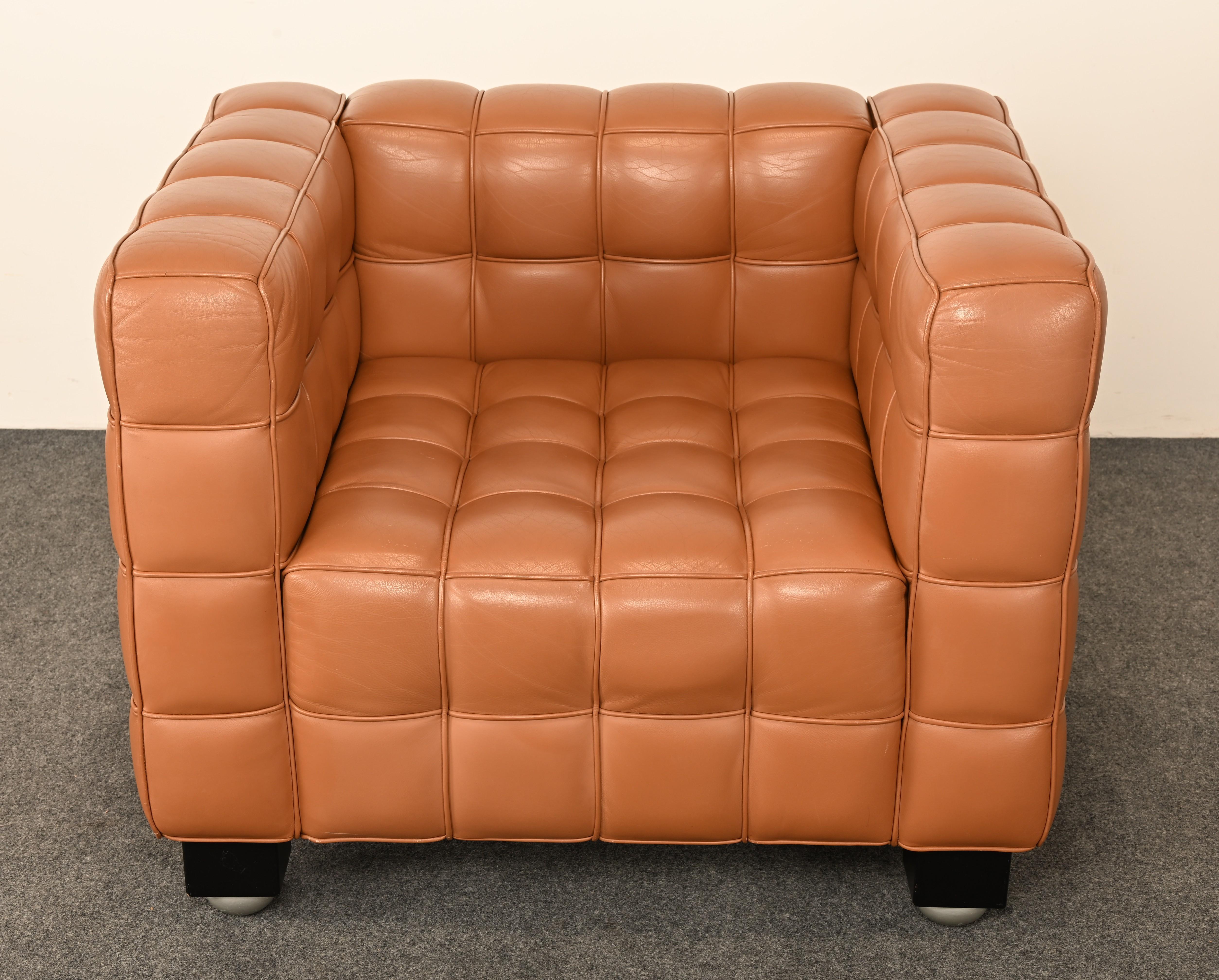 Fauteuil en cuir Kubus par Josef Hoffmann pour Wittmann, années 1980 Bon état - En vente à Hamburg, PA