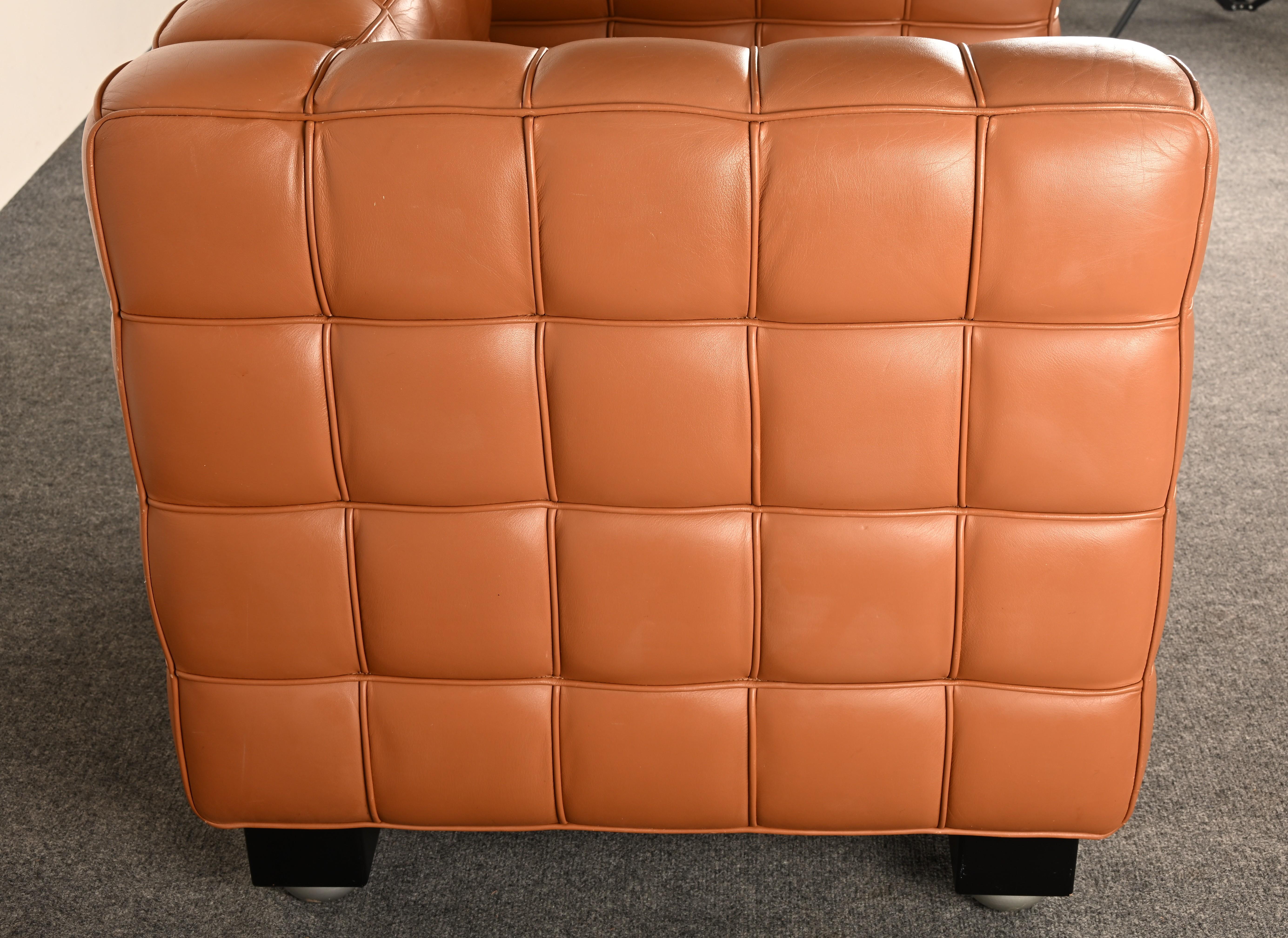 Fauteuil en cuir Kubus par Josef Hoffmann pour Wittmann, années 1980 en vente 1