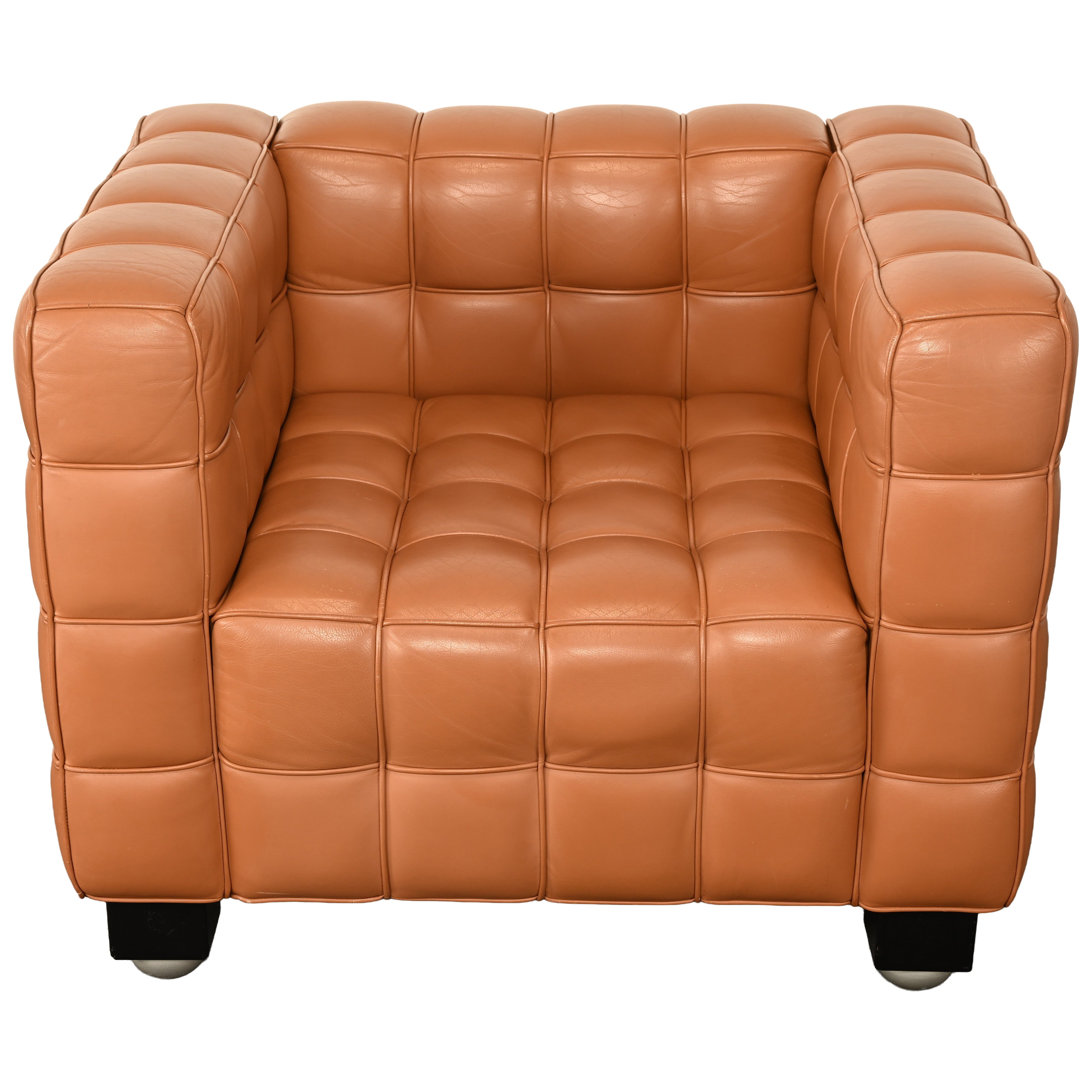 Poltrona Kubus in pelle di Josef Hoffmann per Wittmann, anni '80