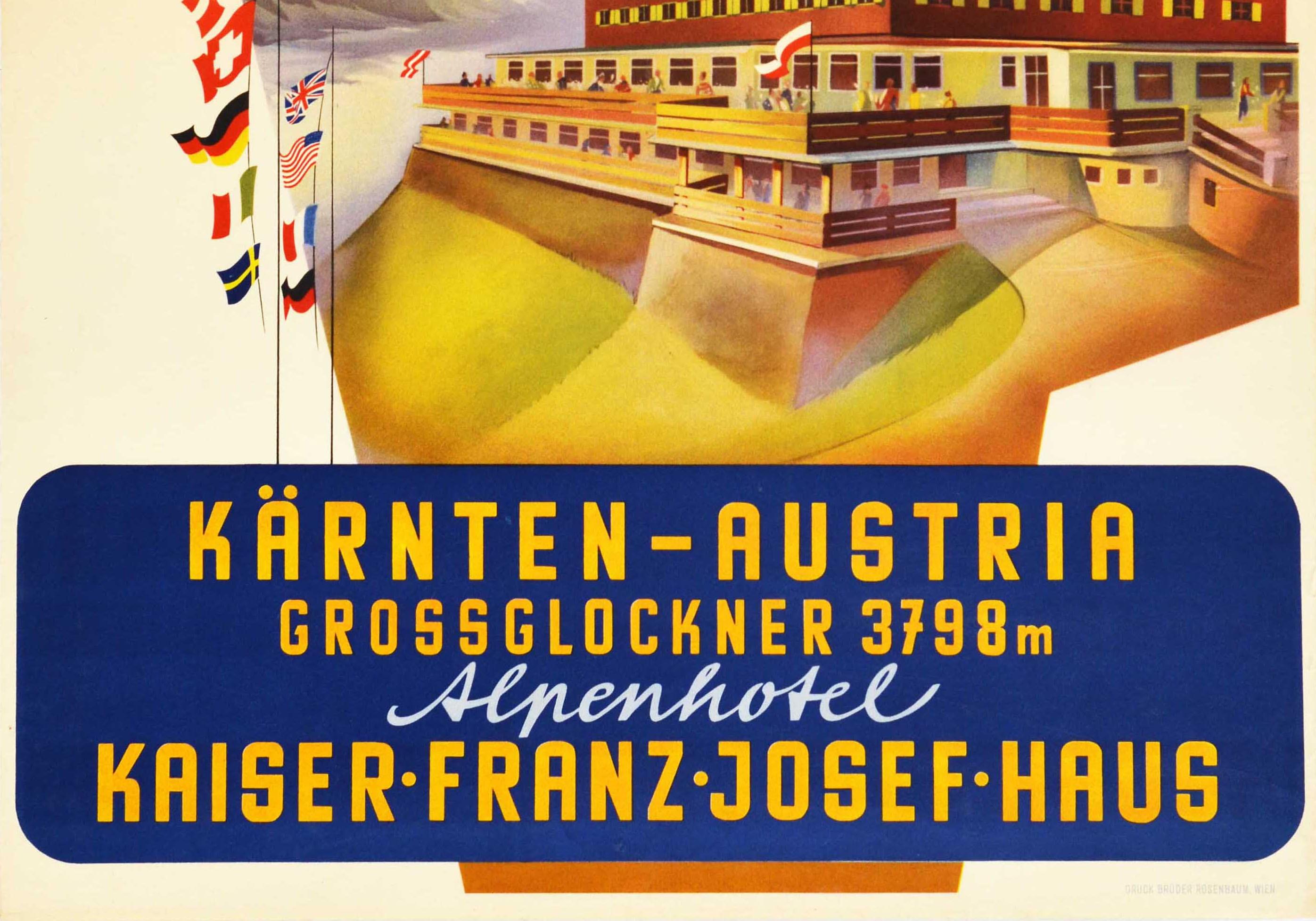 Poster originale d'epoca Karnten Austria Grossglockner Carinzia Montagna Ghiacciaio - Print Beige di Kucher