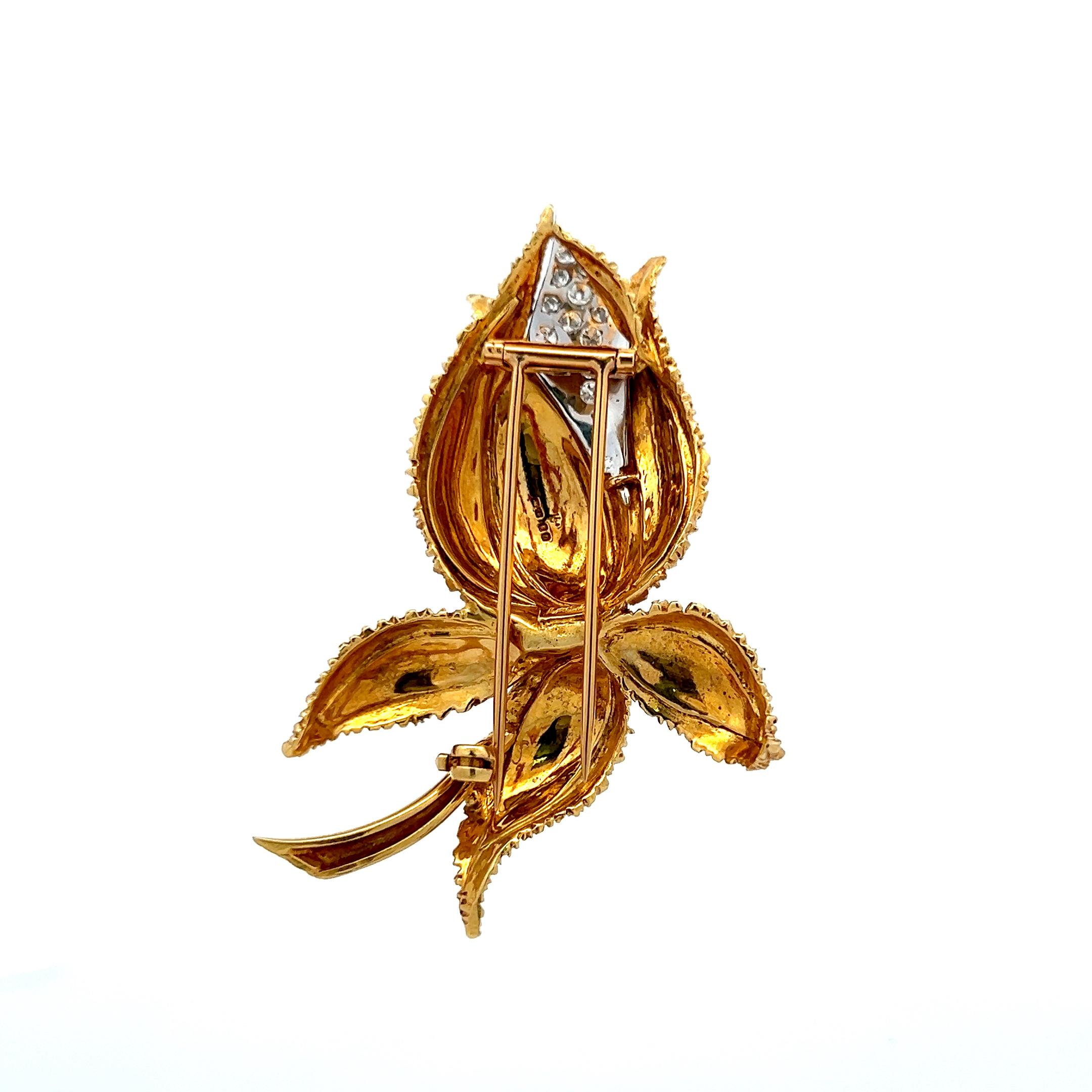 Kucninsky Broche de oro amarillo de 18 quilates con diamante brillante redondo de 0,45 quilates Corte redondo en venta