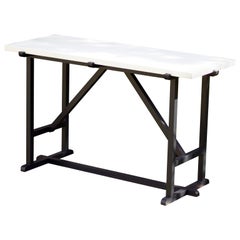 Tavolo da centro Kudra con piano in Wood Wood verniciato bianco e base smaltata nera