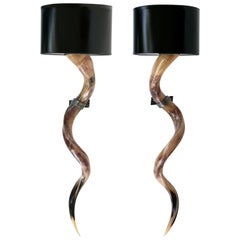 Kudu Antelope Horns Mounted as Sconces from South Africa, Late 20th Century