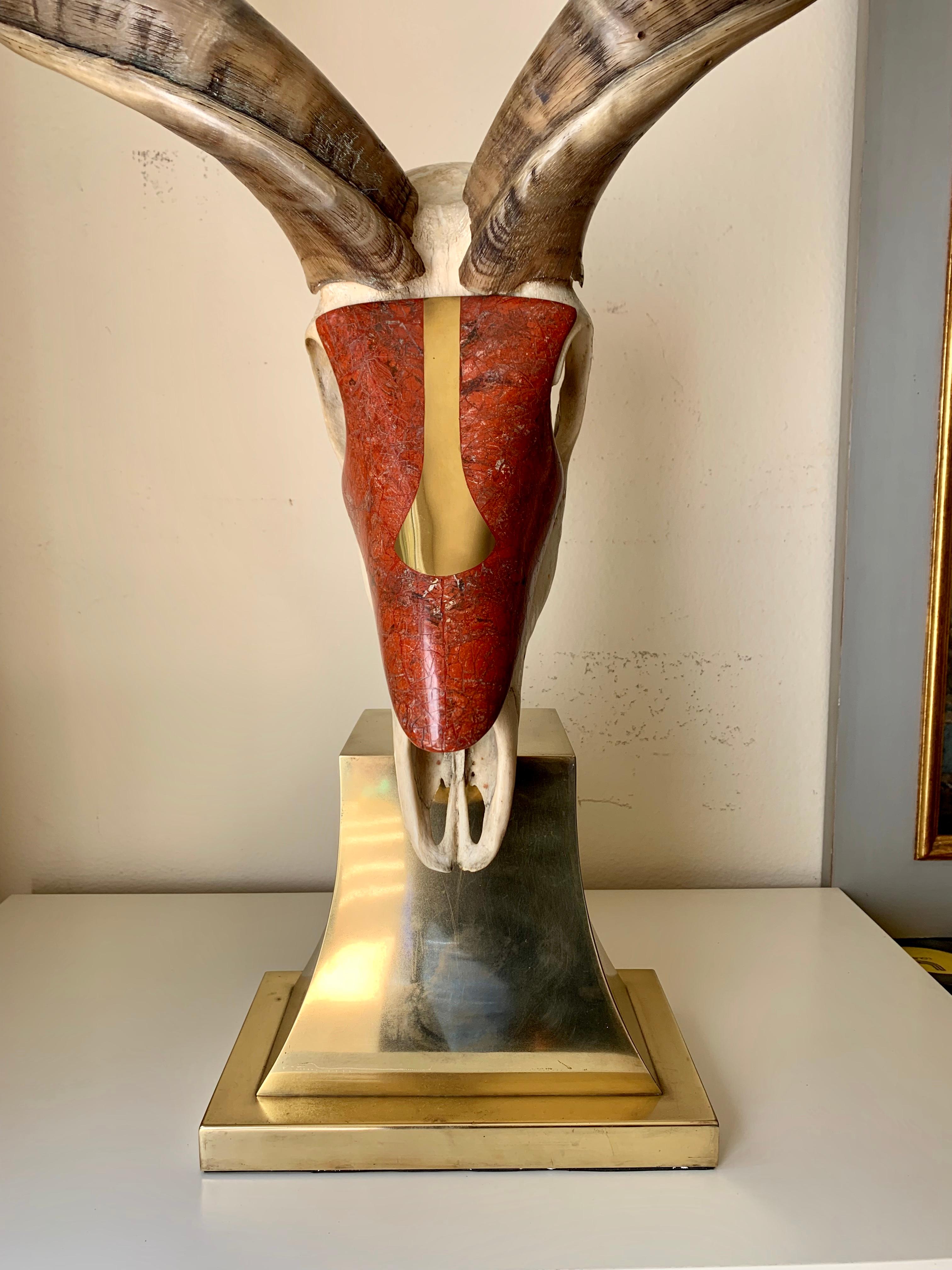 Hollywood Regency Kudu Skull Sculpture 
