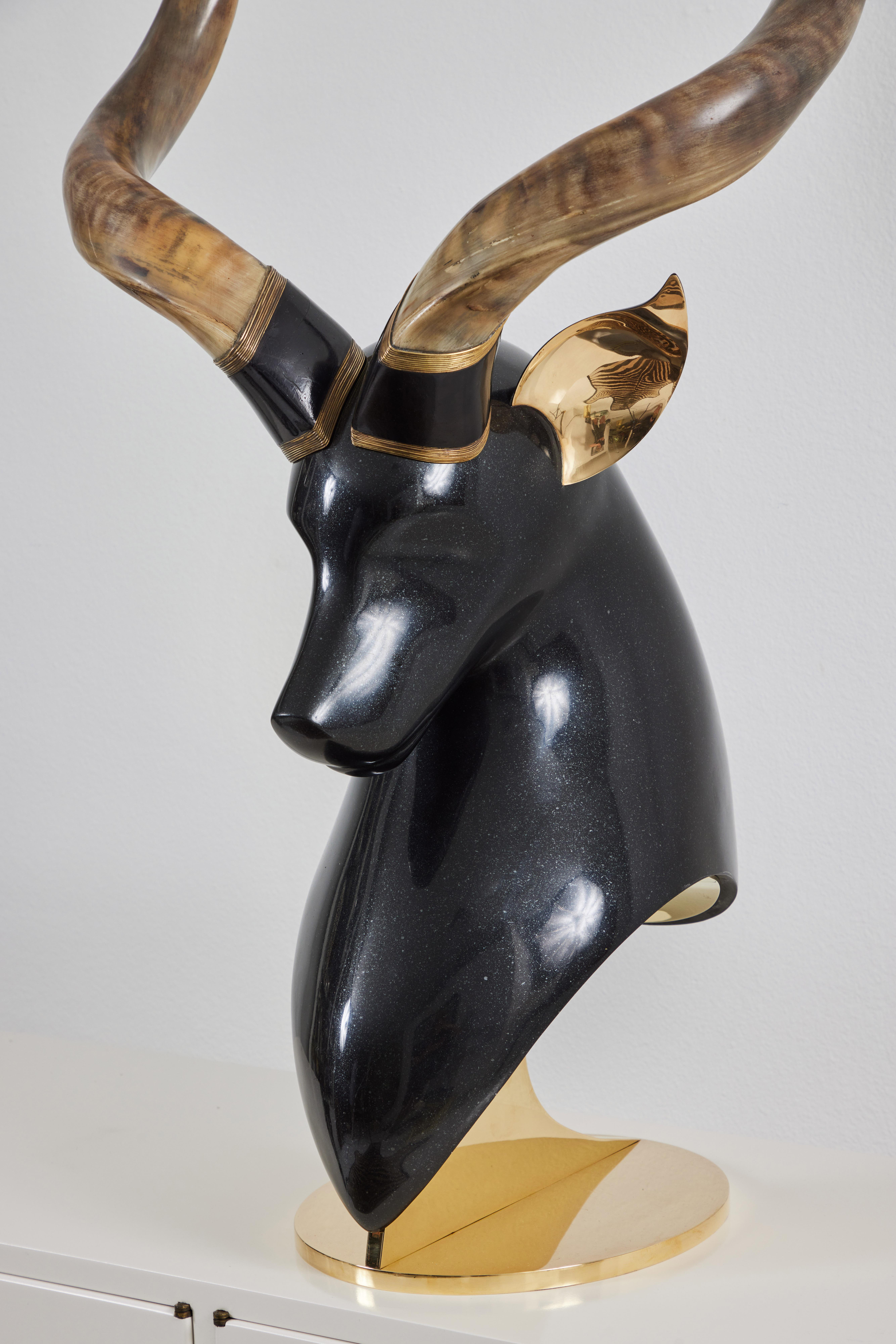 Kudu Staghorn Sculpture by Roberto Esteves for Karl Springer In Good Condition In Palm Desert, CA