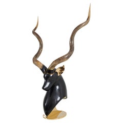 Vintage Kudu Staghorn Sculpture by Roberto Esteves for Karl Springer