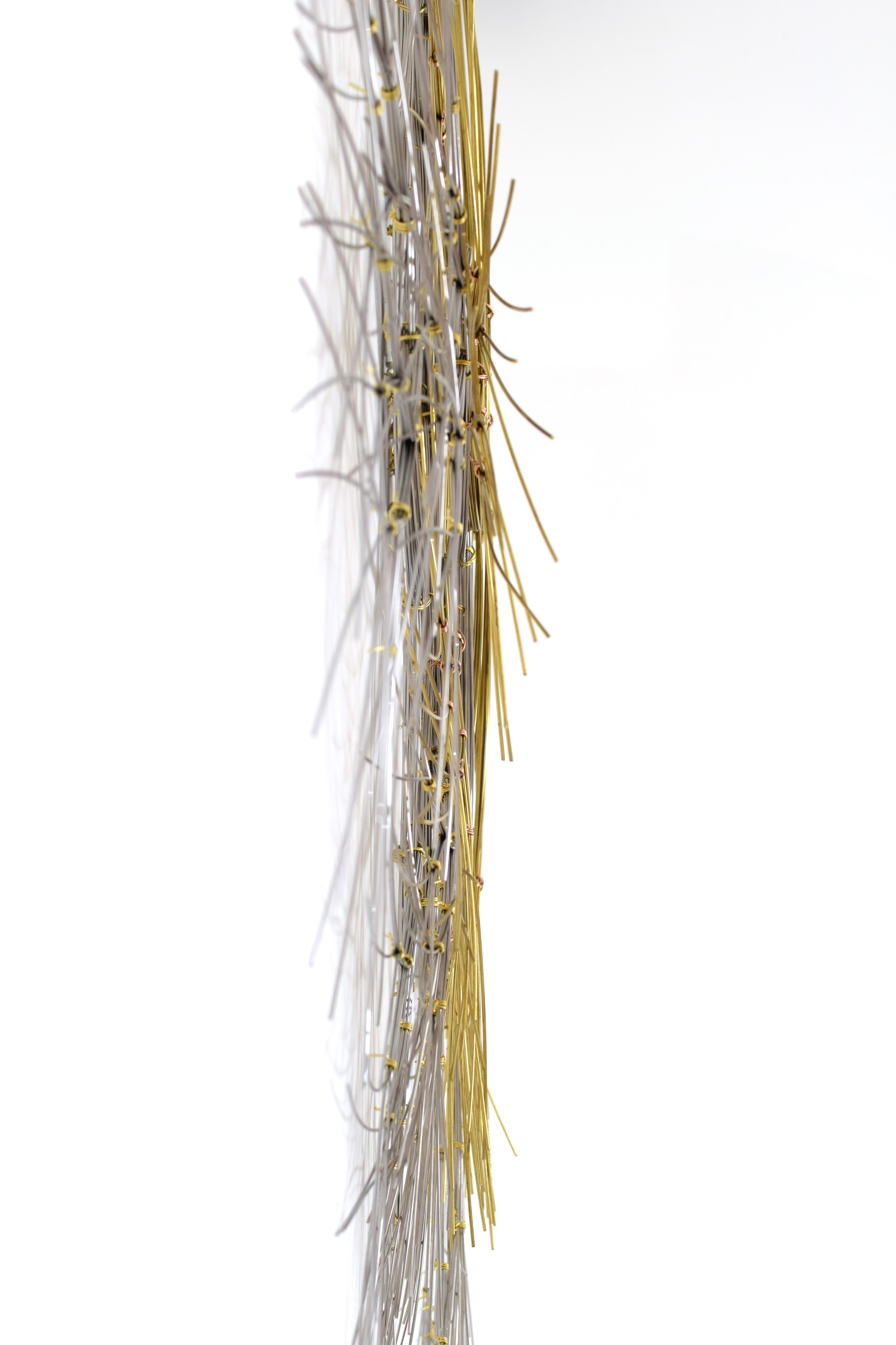 Abstract #615 - Metal Wall Sculpture - Beige Abstract Sculpture by Kue King