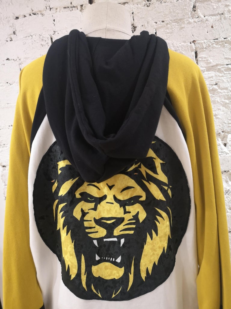 Kueen White , yellow black lion hoodie / sweater at 1stDibs