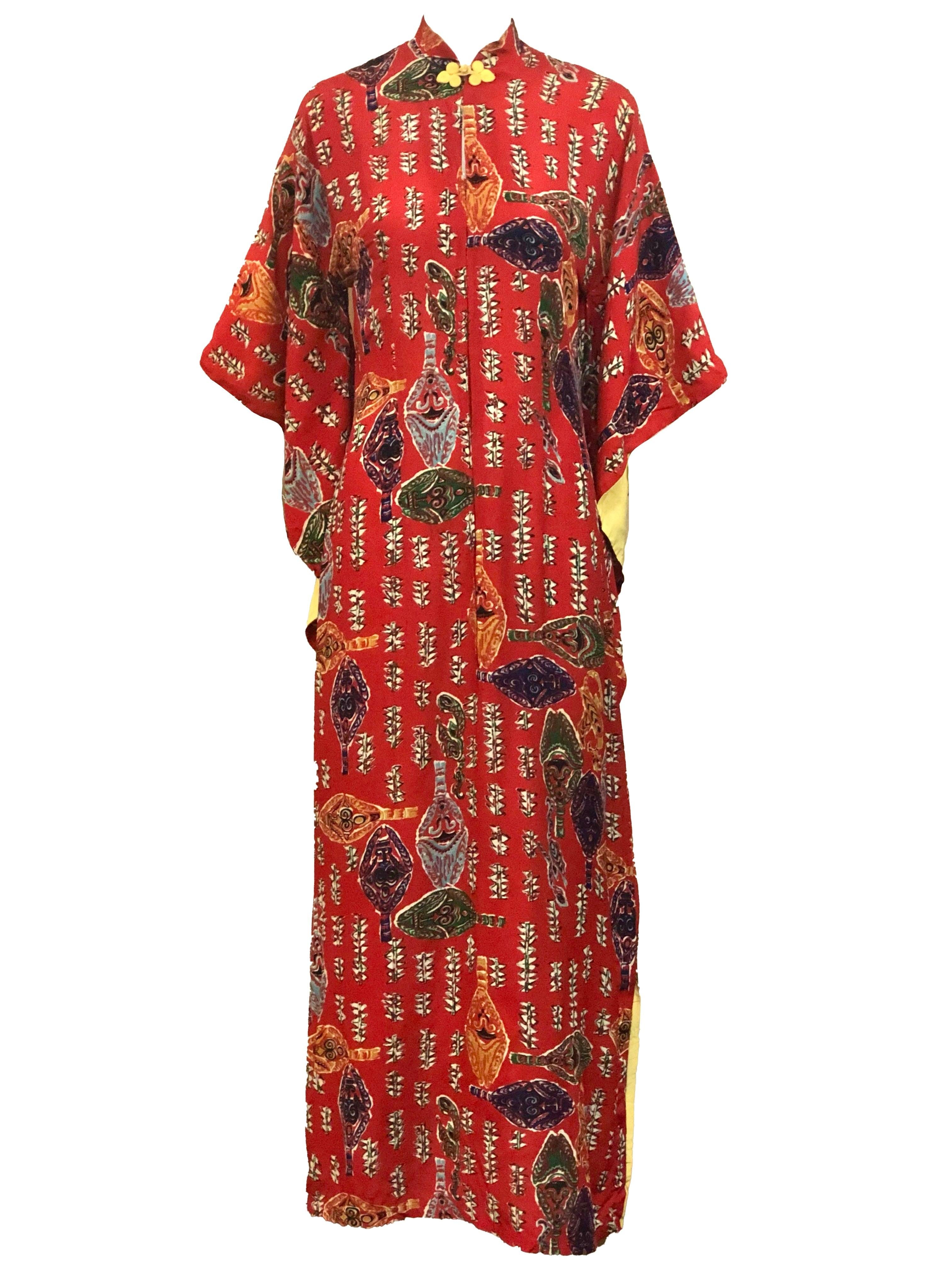 Kuhio Hawaii Roter Seideneffekt Pake Muu, 1950er Jahre im Angebot